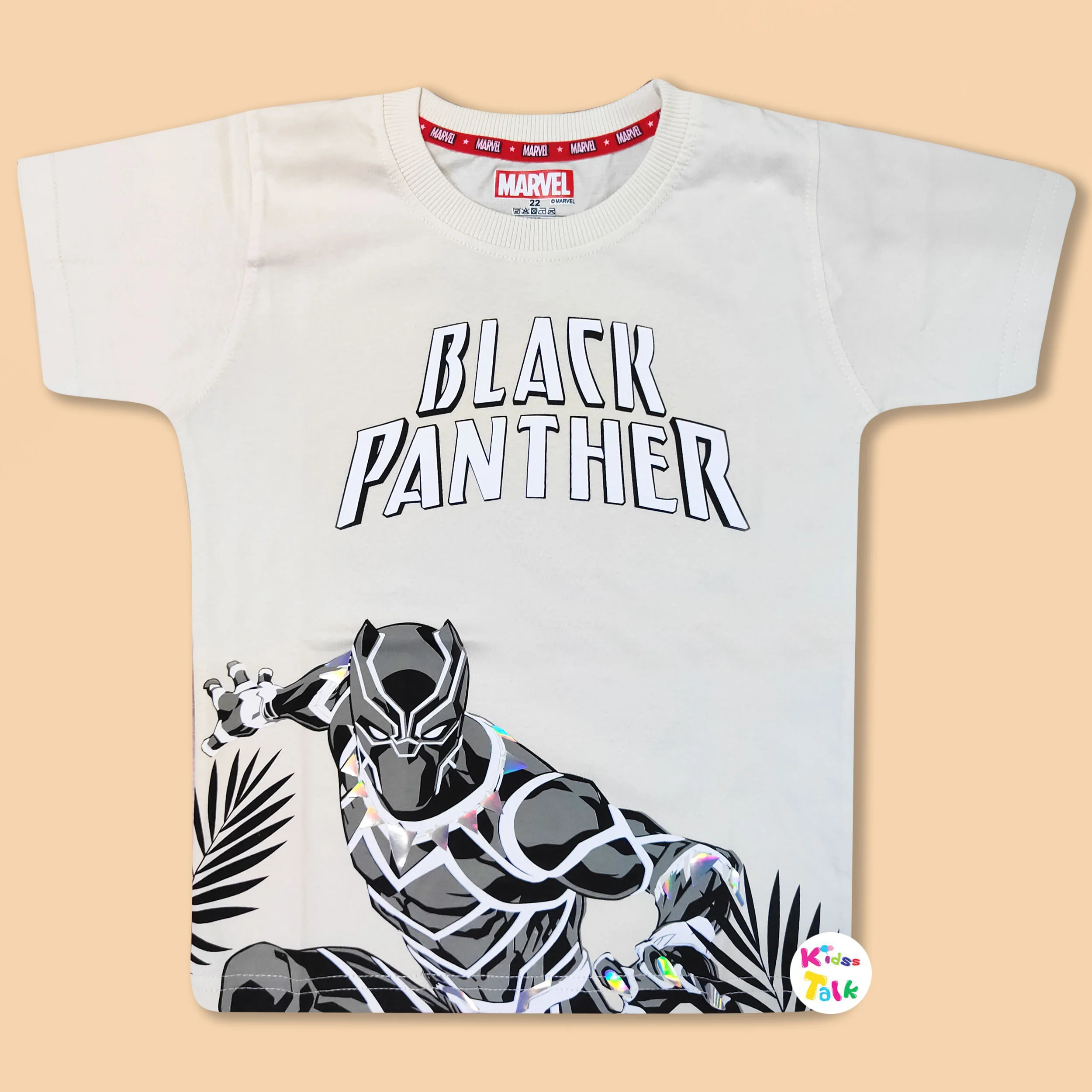 Soft Cotton Knitted Half Sleeve T-shirt With Cute Printed - Cream