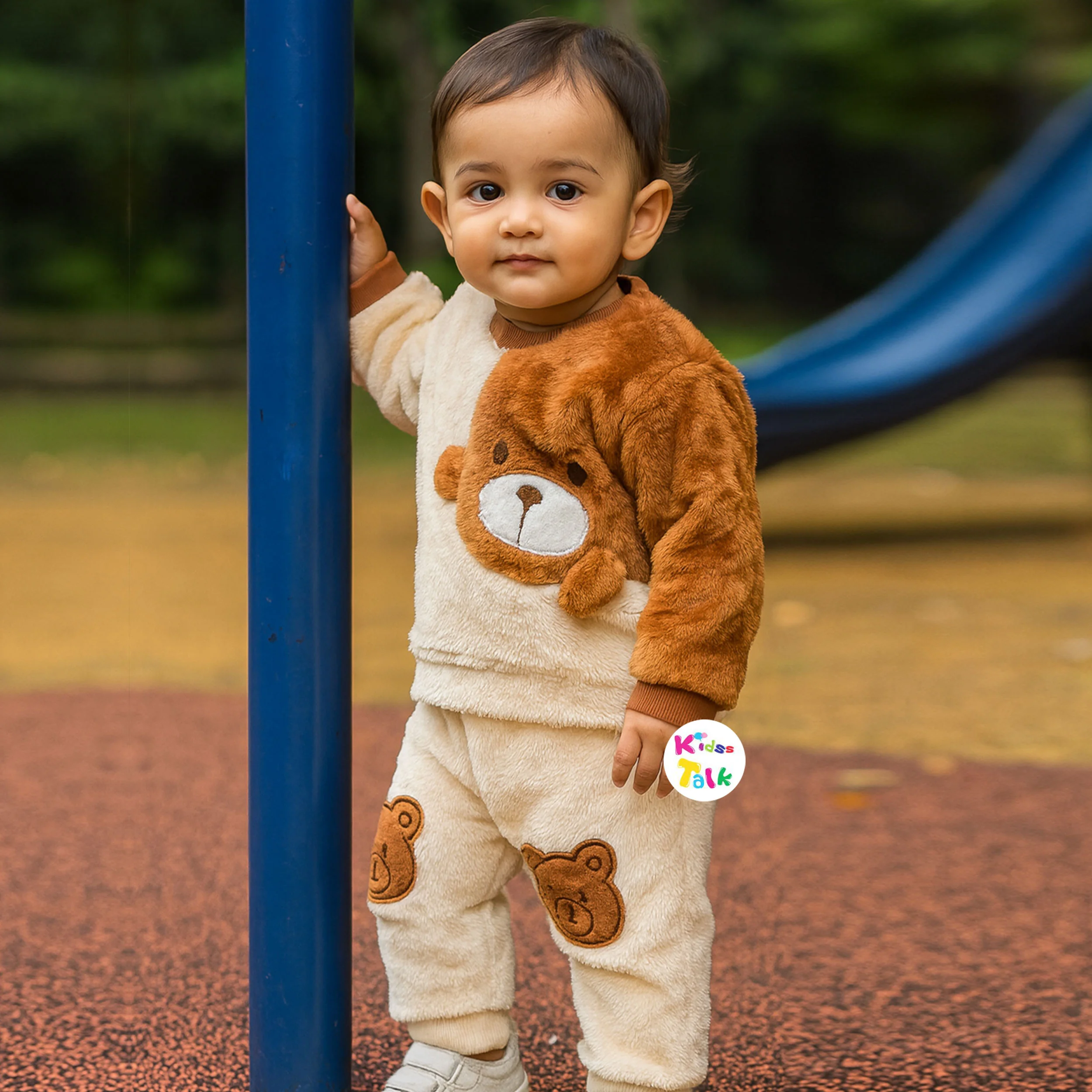 Fur Full Sleeve Windcheater Set - Cream