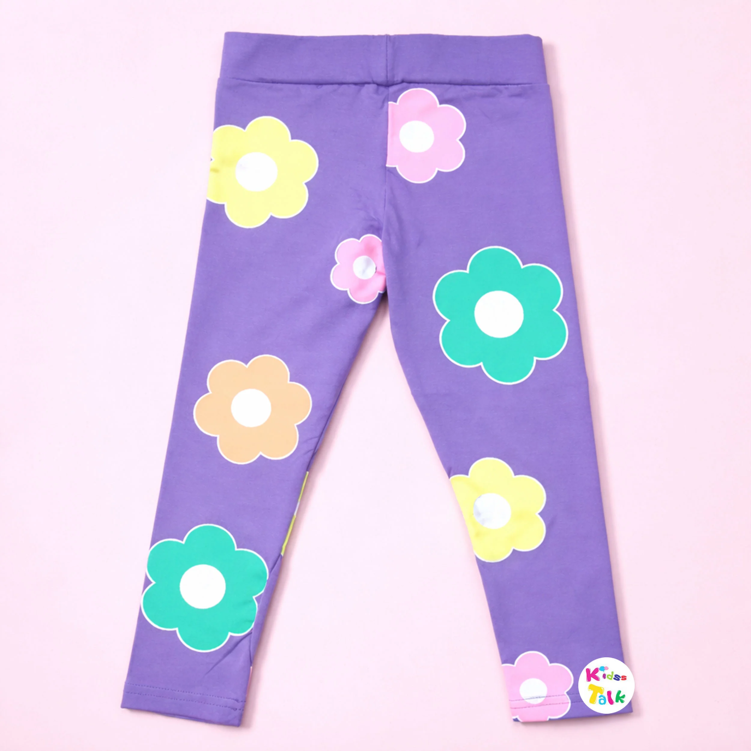 Cotton Knitted Cute Printed Full Length Leggings - Purple