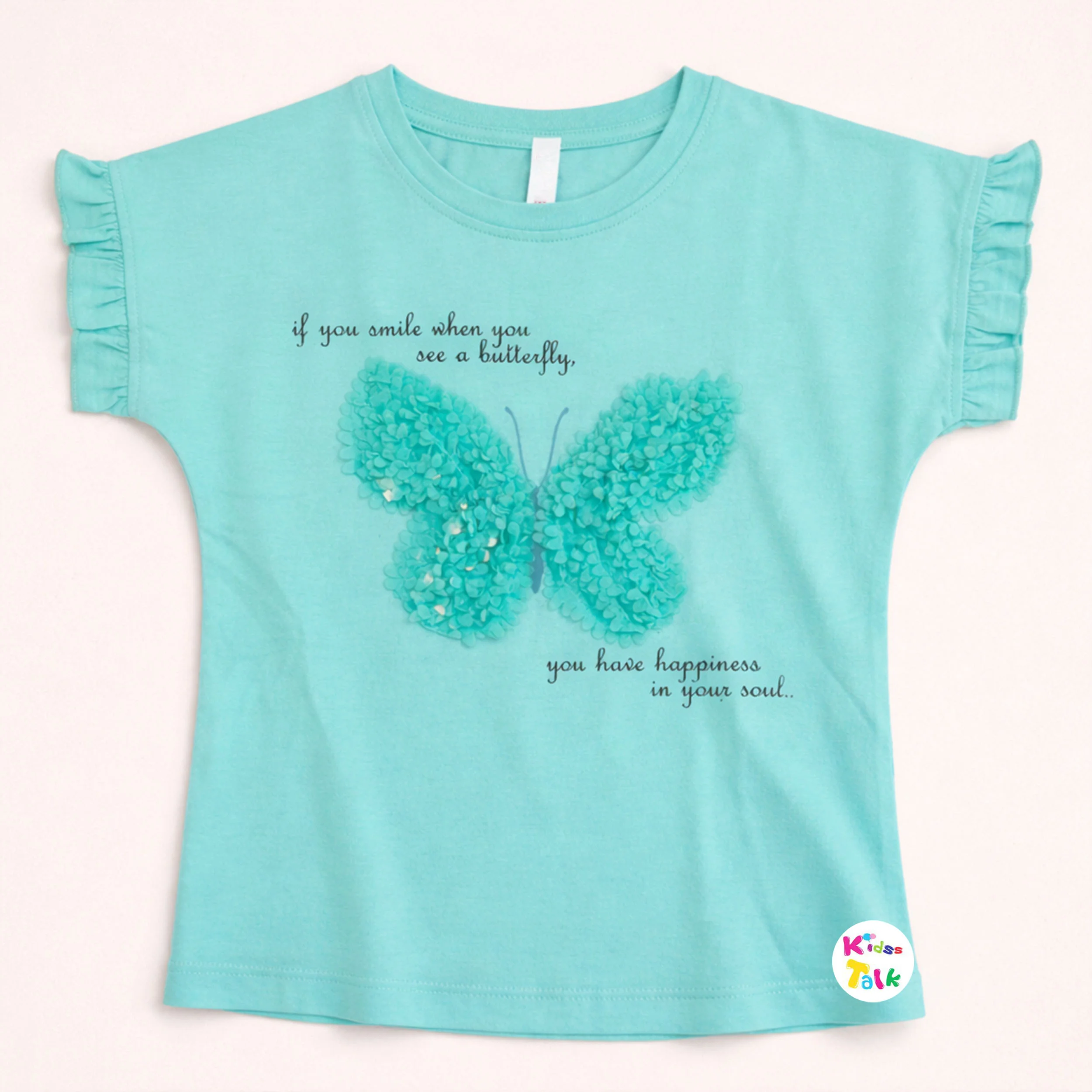 Cotton Knitted Half Sleeve T-shirt With Cute Patch Work - Pista Green