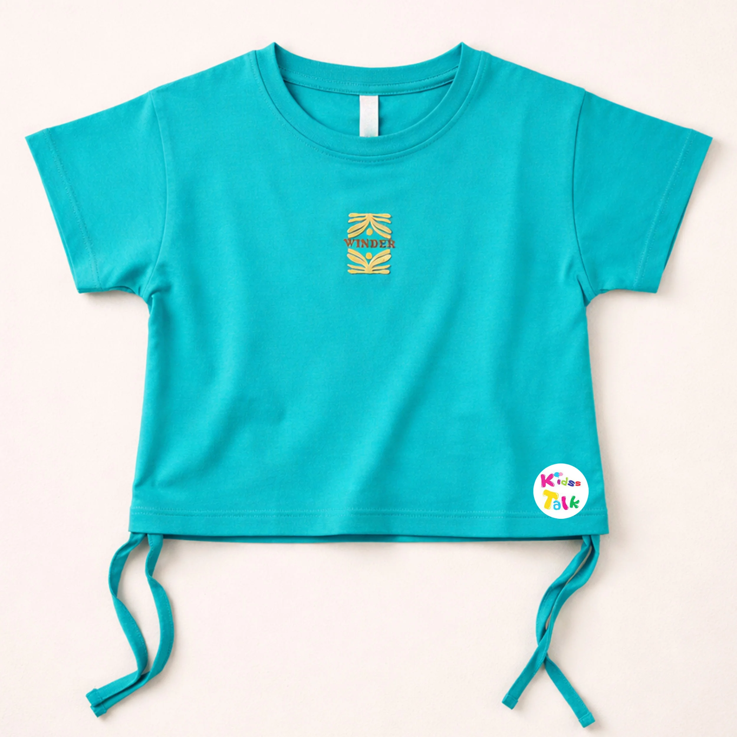 Cotton Knitted Half Sleeve T-shirt With Cute Patch Work - Green