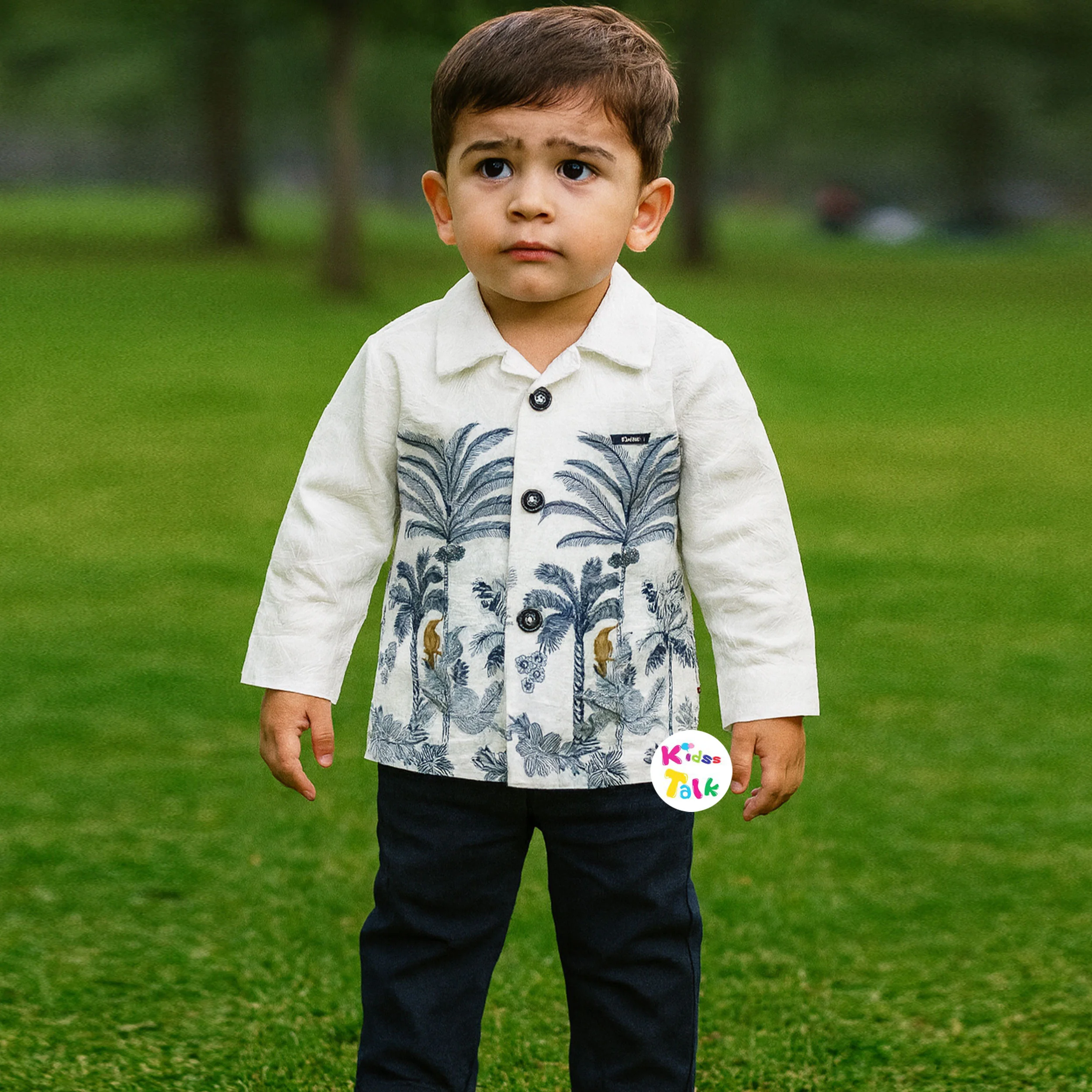 Stylish Full Sleeve Shirt With Full Pant - Navy Blue