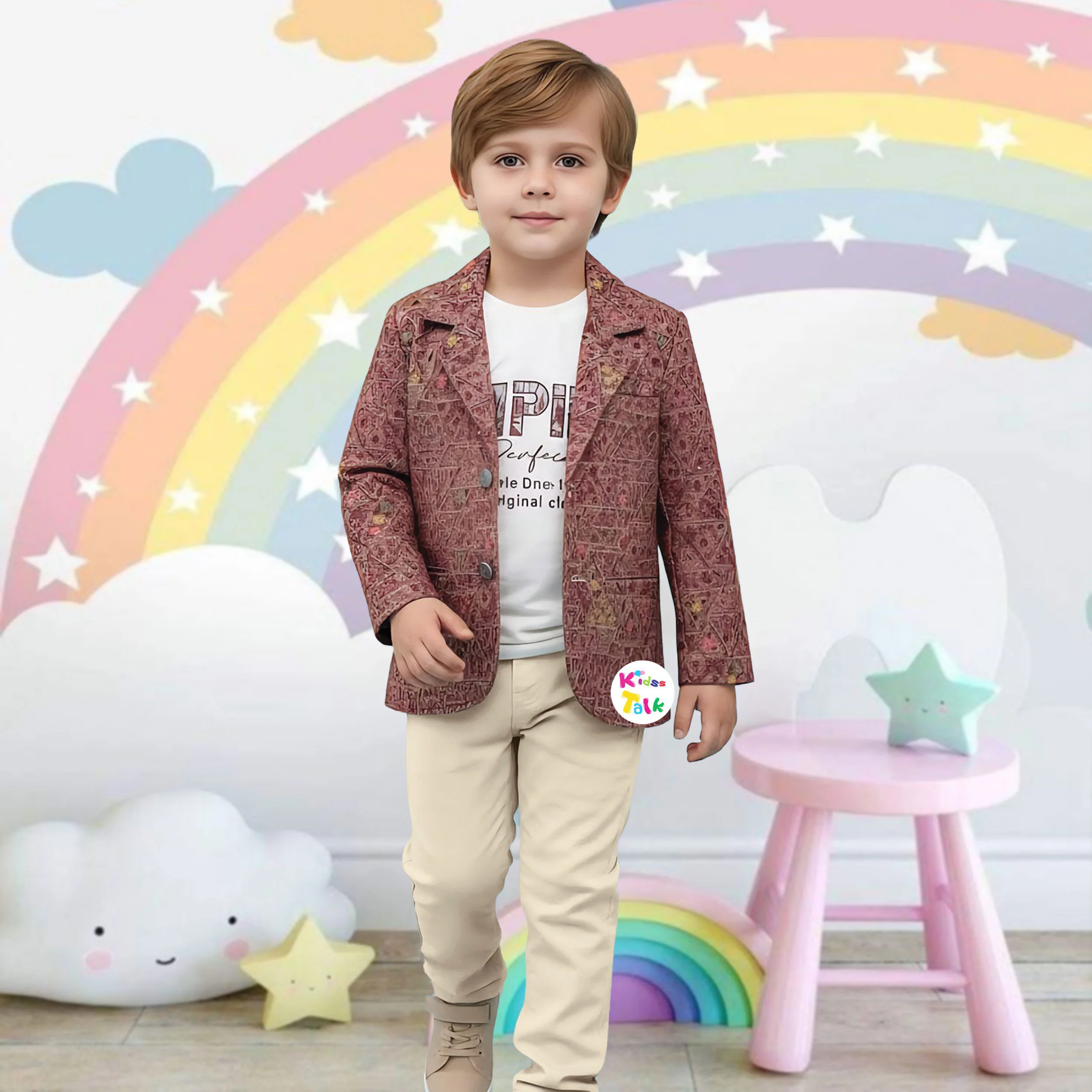 Stylish Full Sleeve Jacket With T-shirt & Full Pant - Maroon