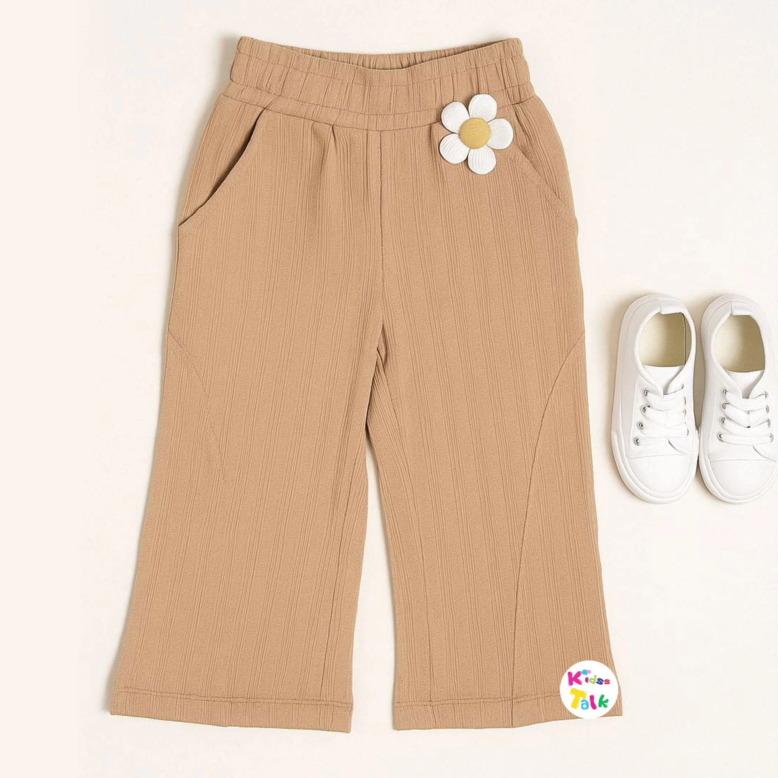 Cotton Knitted Pinted Culottes - Beige