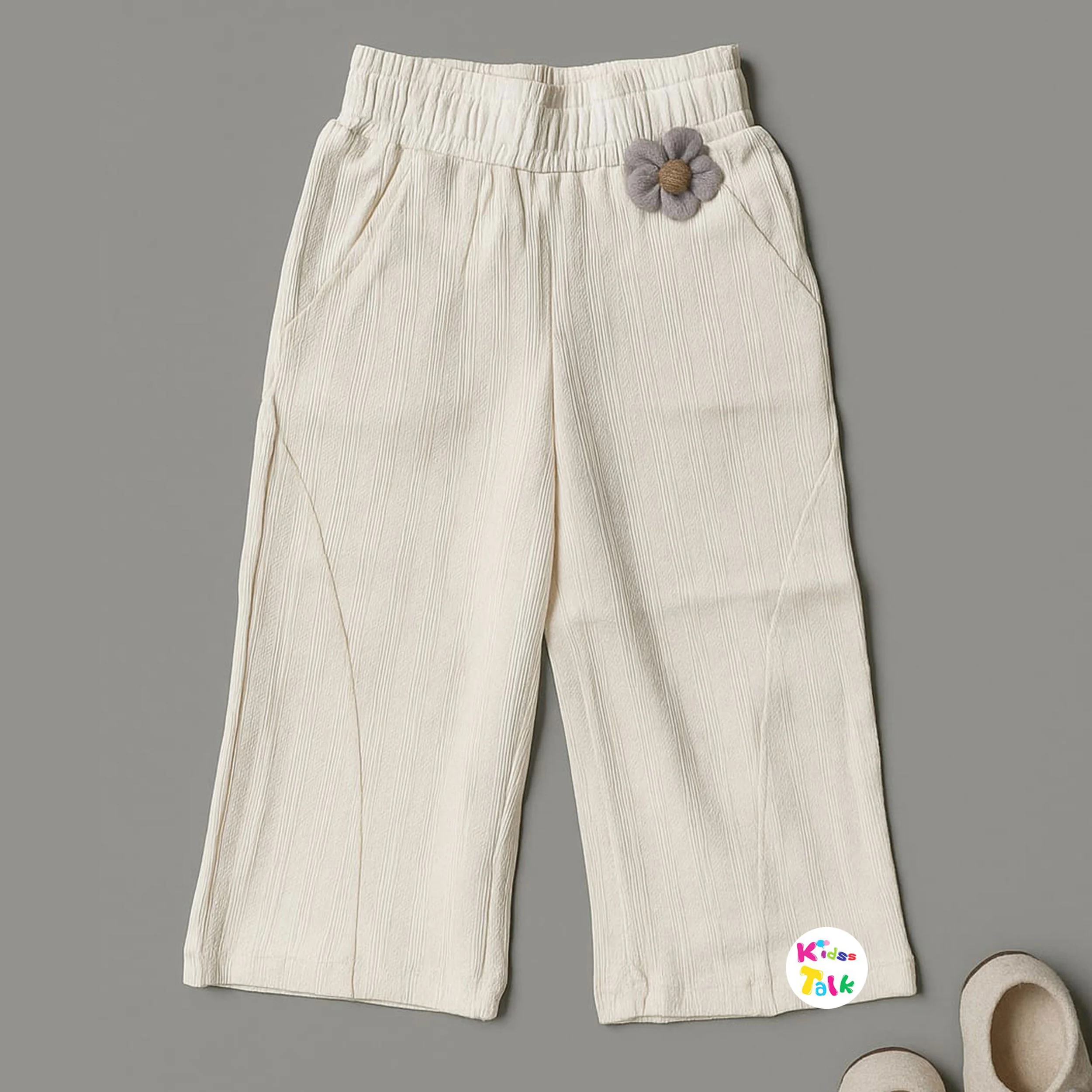 Cotton Knitted Pinted Culottes - Cream