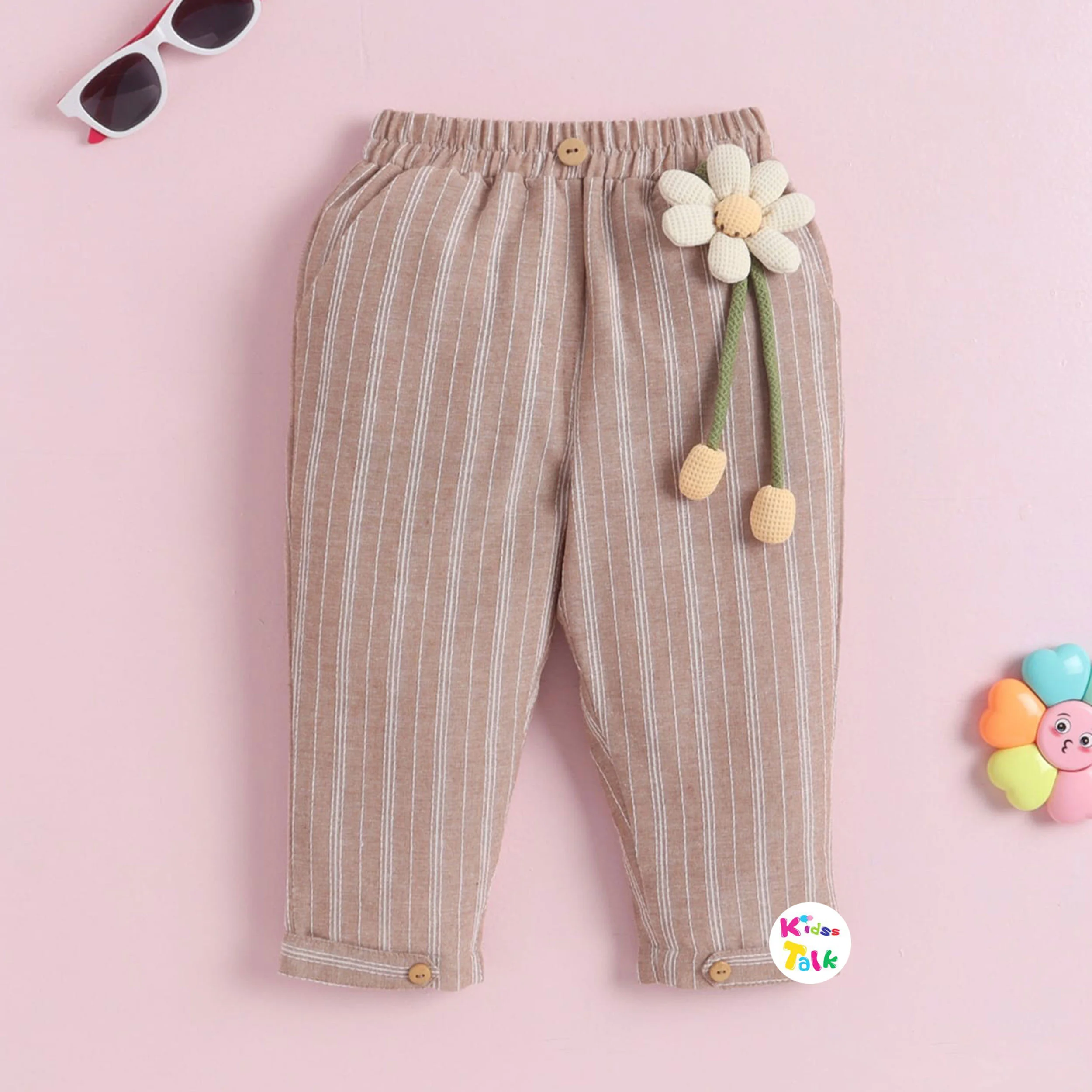 Cotton Regular Fit Full Length Pant With Patch Work - Beige