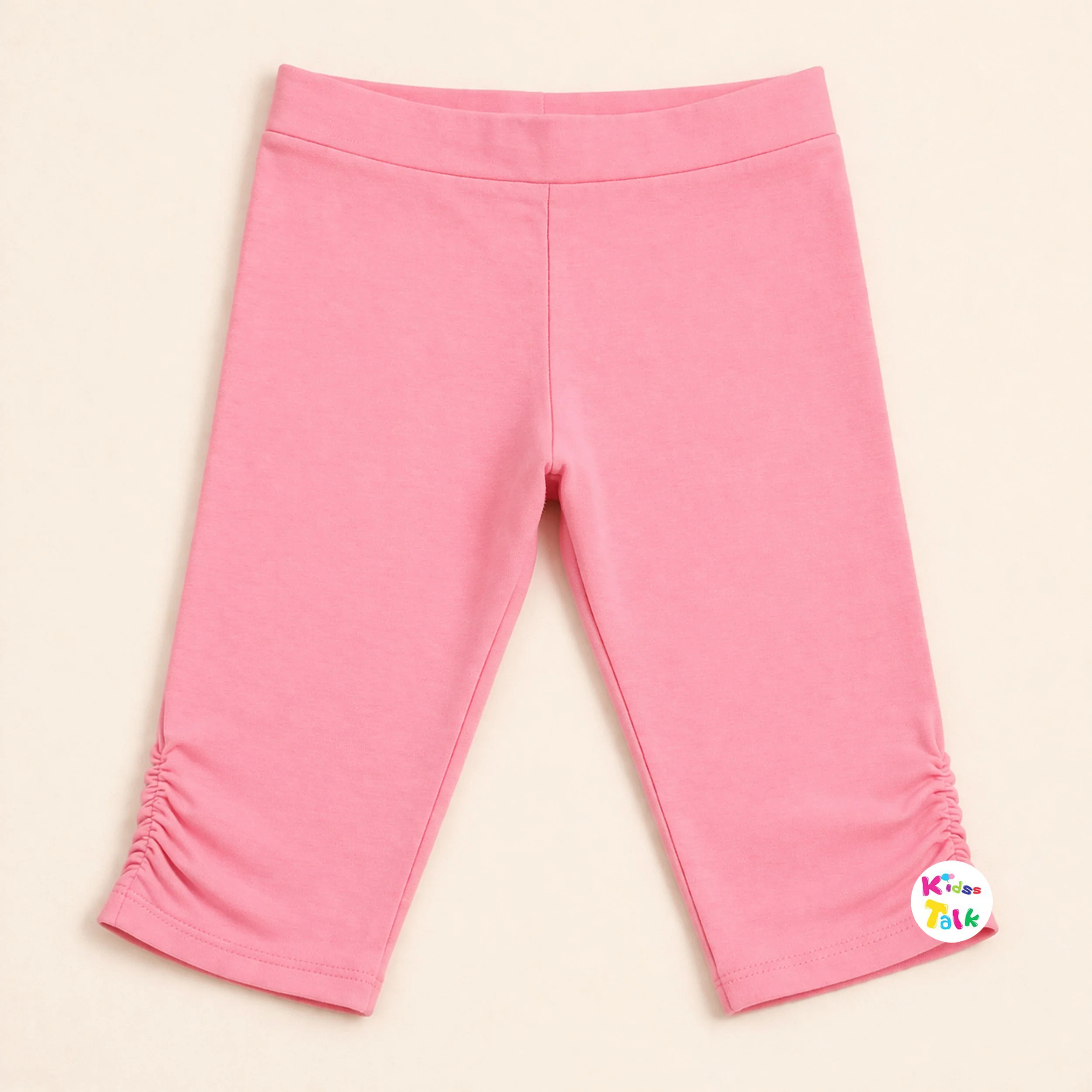 Cotton Knitted Regular Fit Capri - Peach