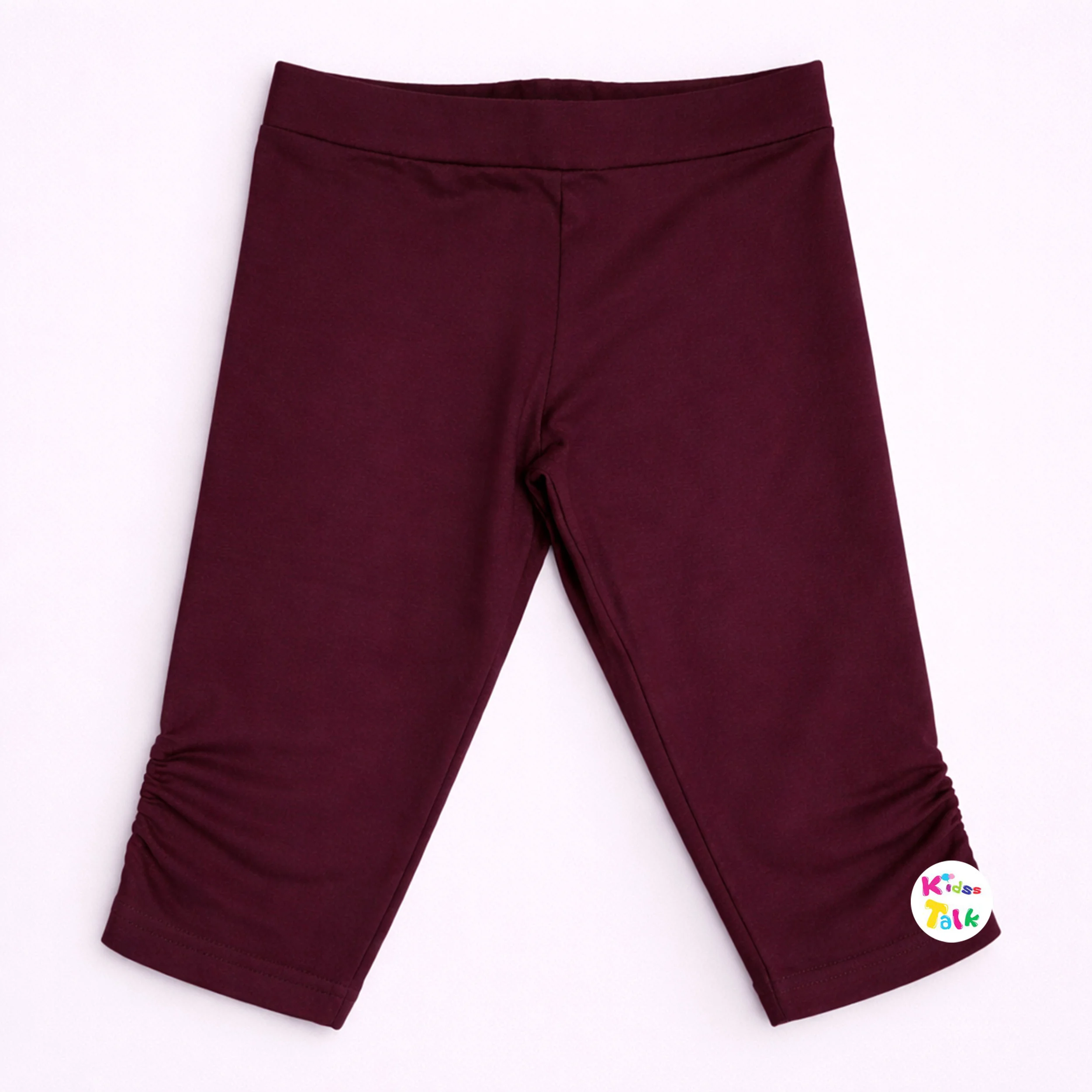 Cotton Knitted Regular Fit Capri - Wine