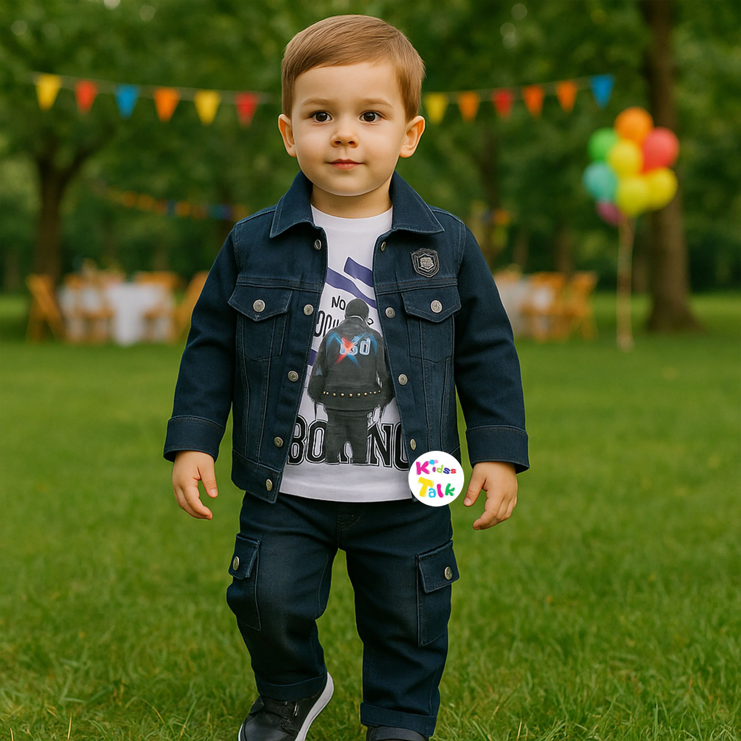 Denim Full Sleeve Jacket With Shirt & Full Pant - Dark Grey