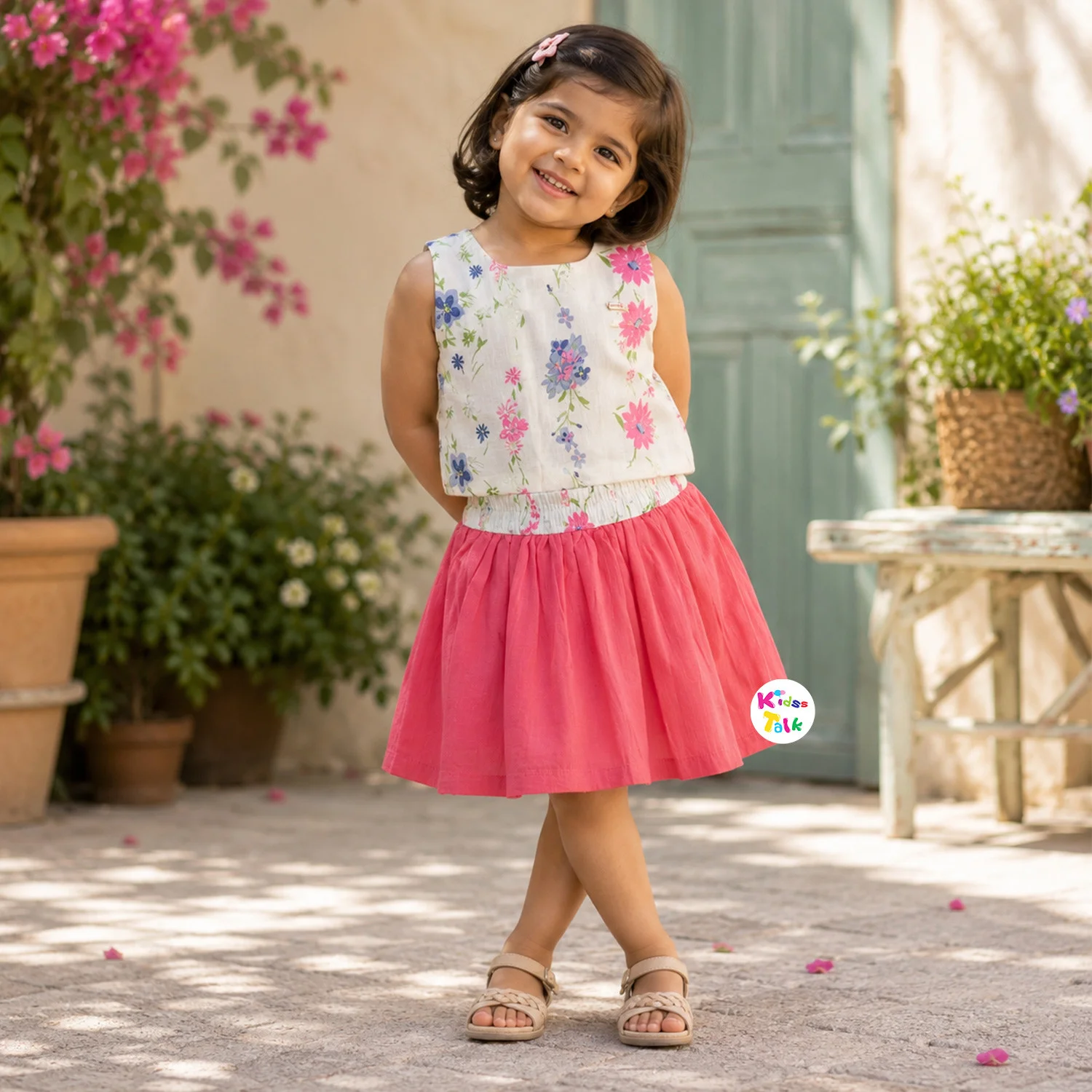 Cotton Half Sleeve Half Pant Set - Flamingo Pink