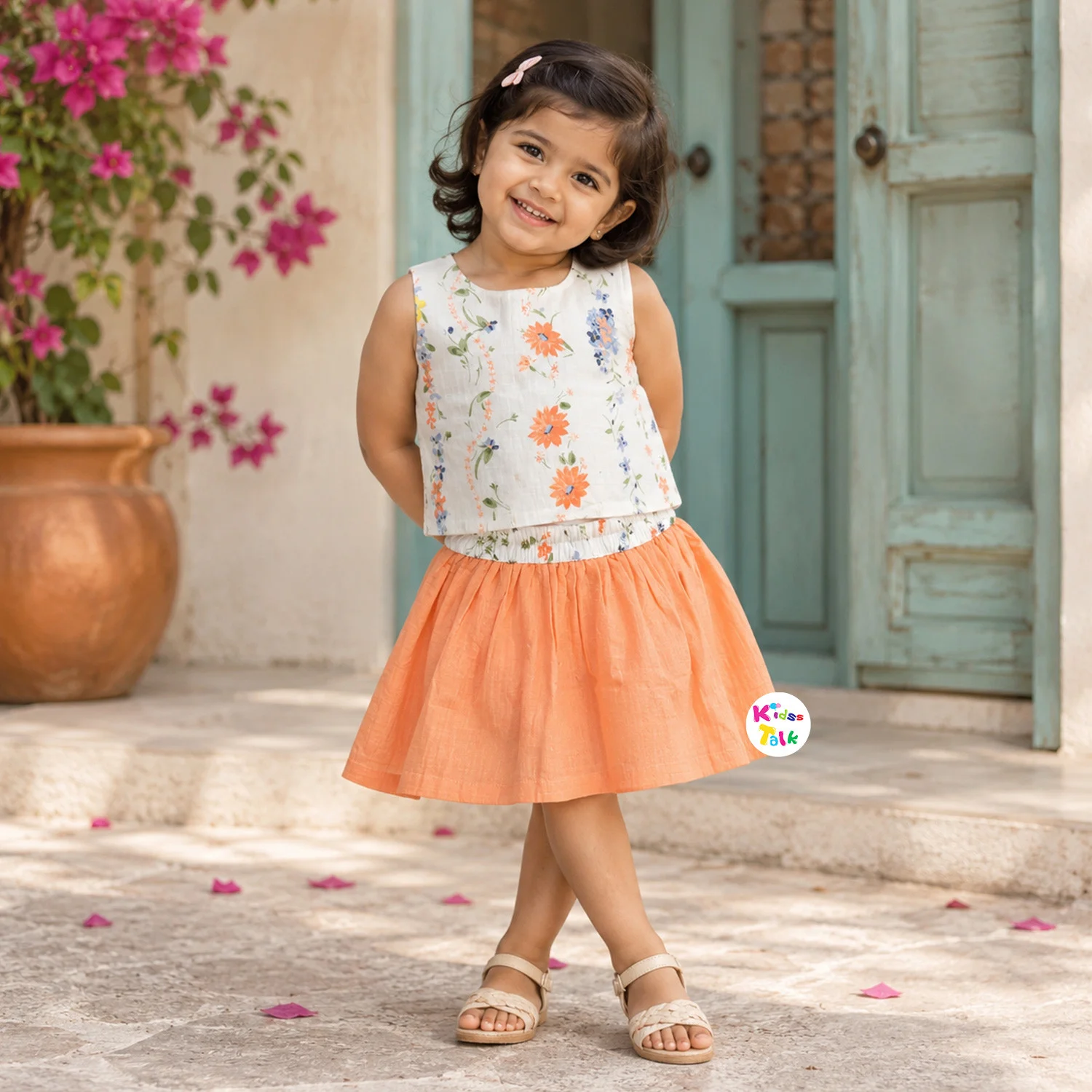 Cotton Half Sleeve Half Pant Set - Peach