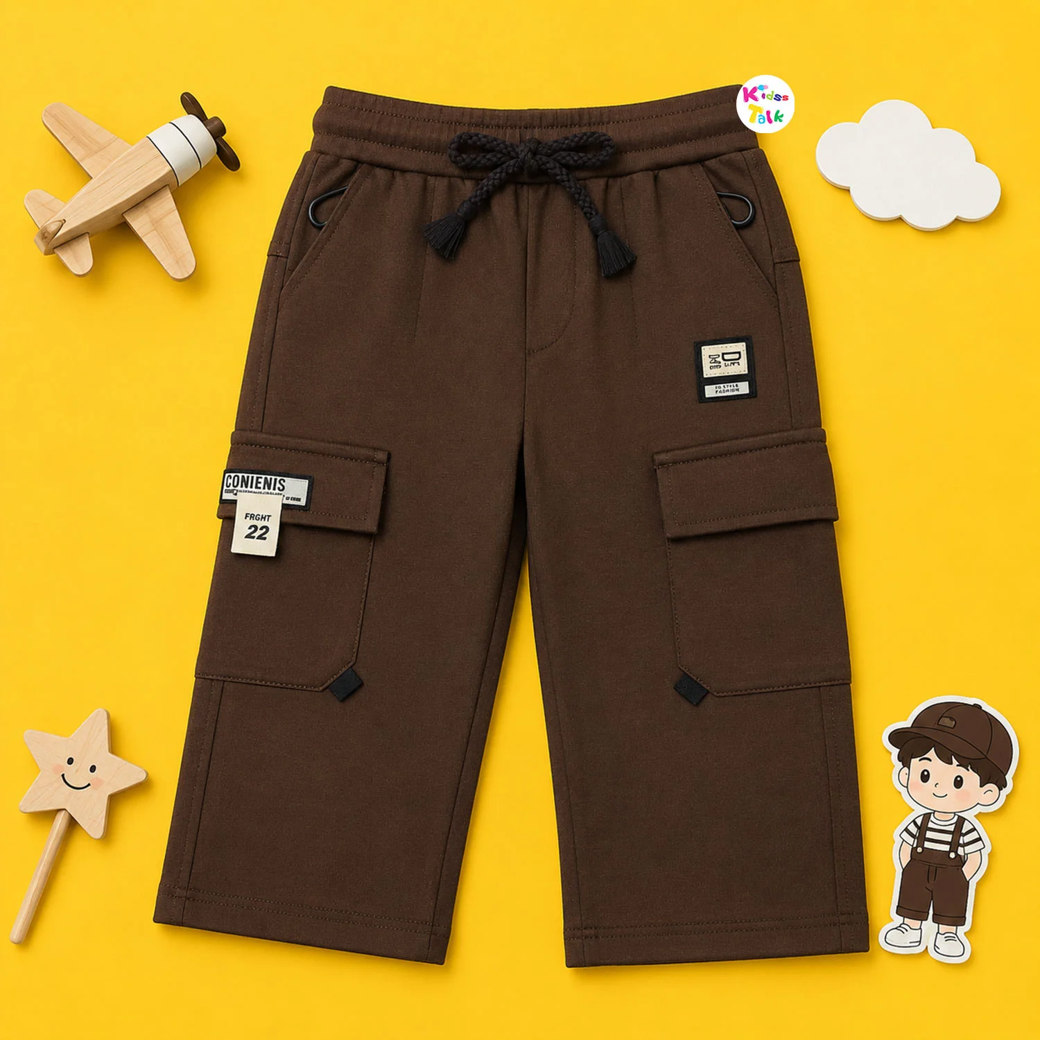 Cotton Cargo Full Length Pant - Brown