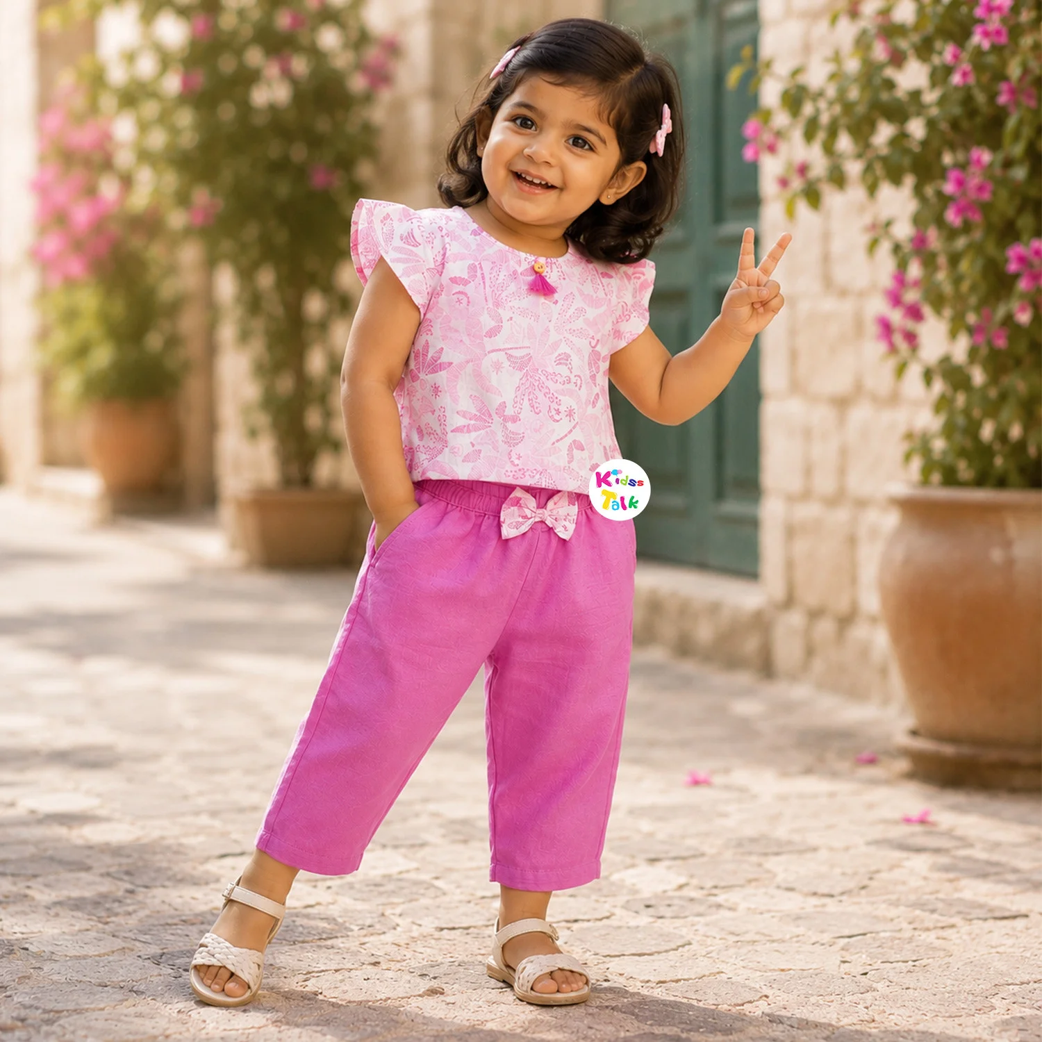 Cotton Half Sleeve Capri Set - Lavender