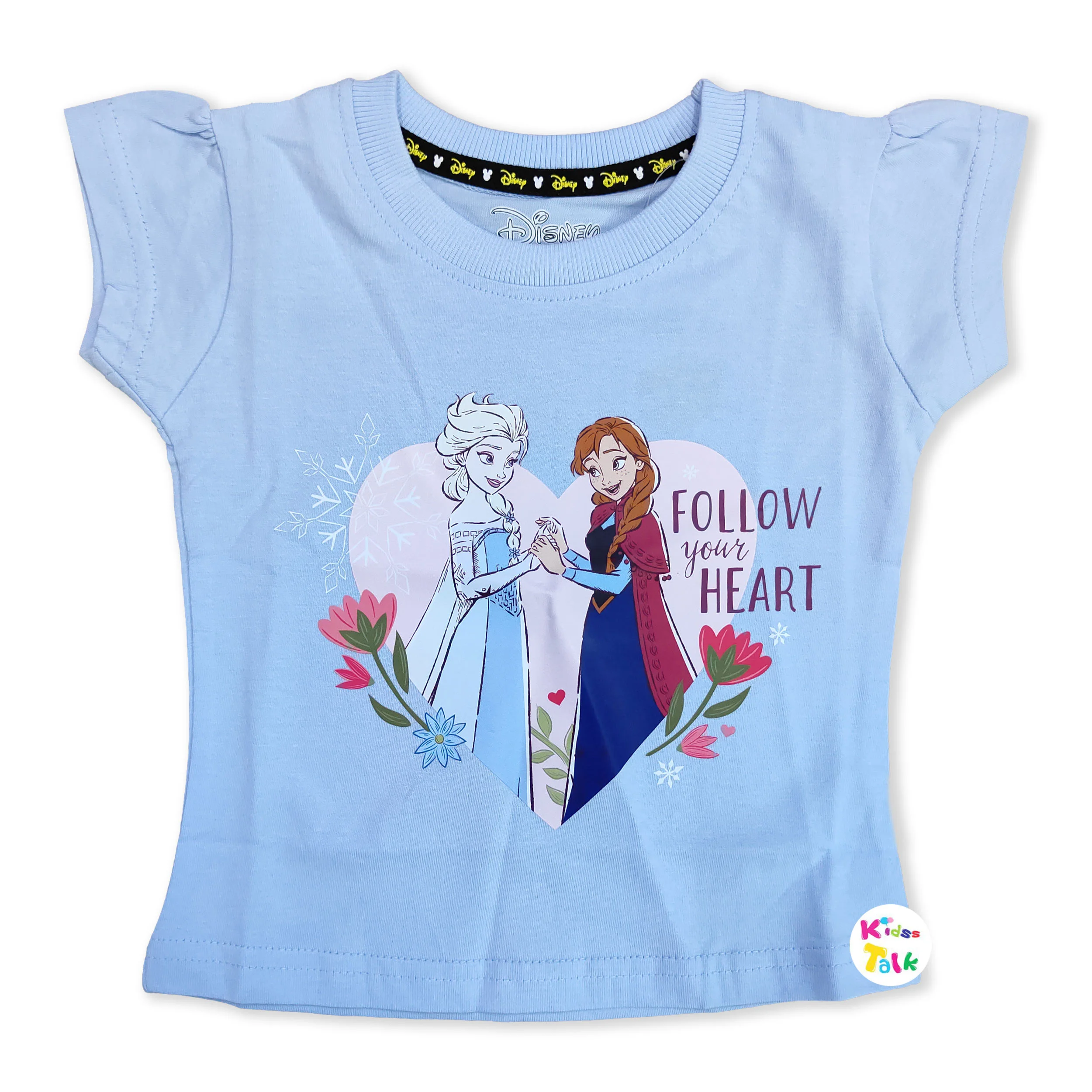 Soft Cotton Knitted Half Sleeve Tees With Cute Printed - Baby Pink