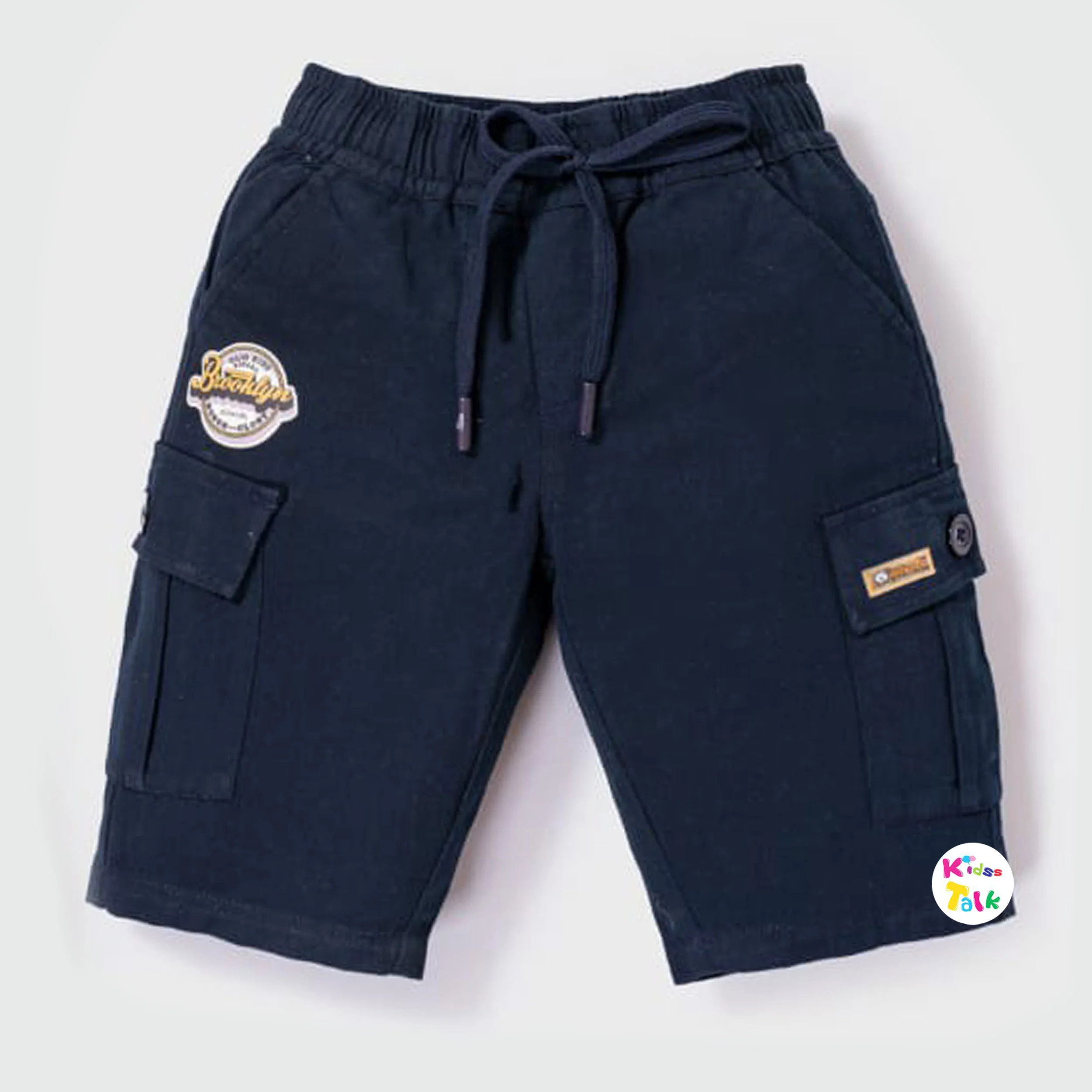 Cotton Regular Fit Cargo Bermudas - Navy Blue