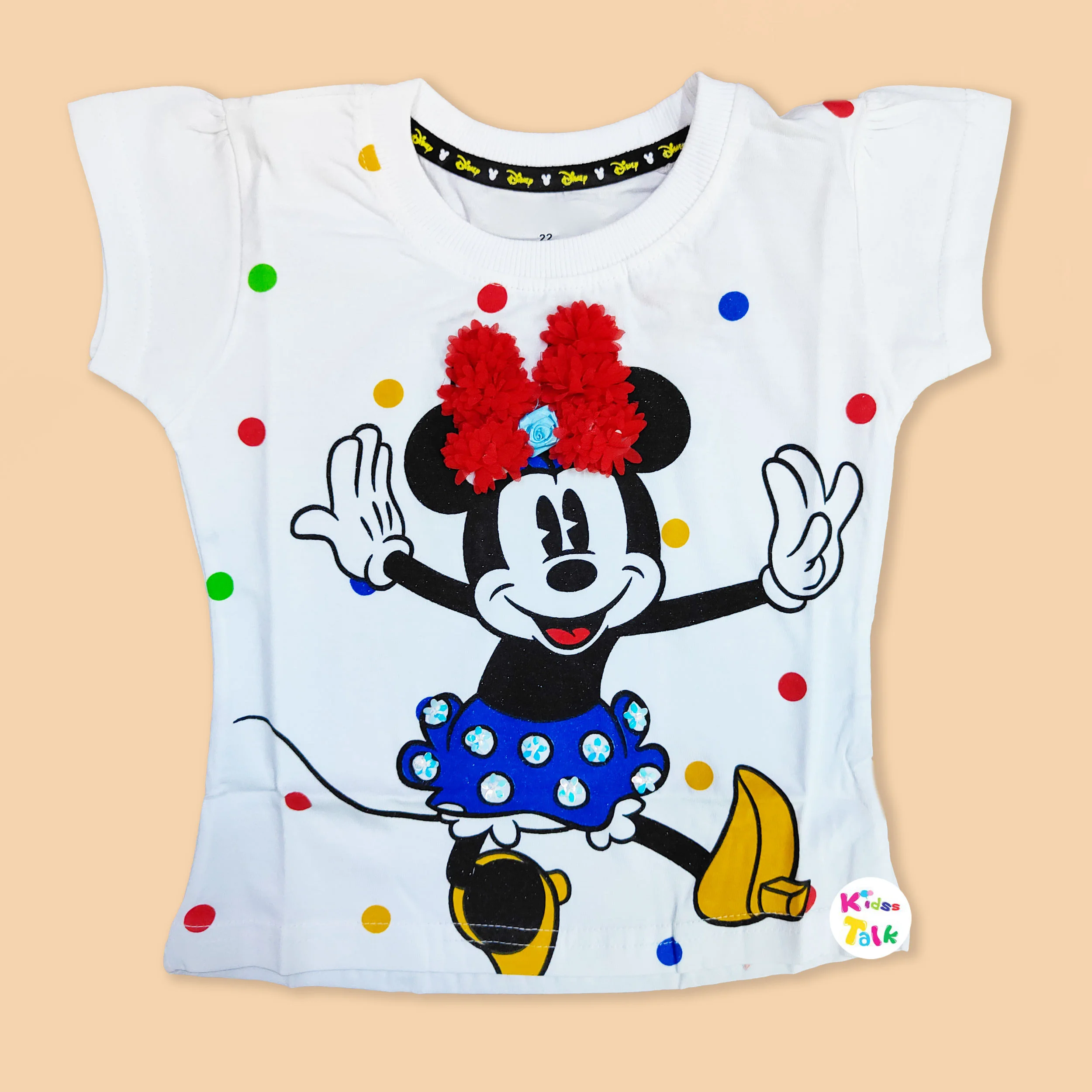 Cotton Knitted Half Sleeve T-shirt With Cute Printed- White