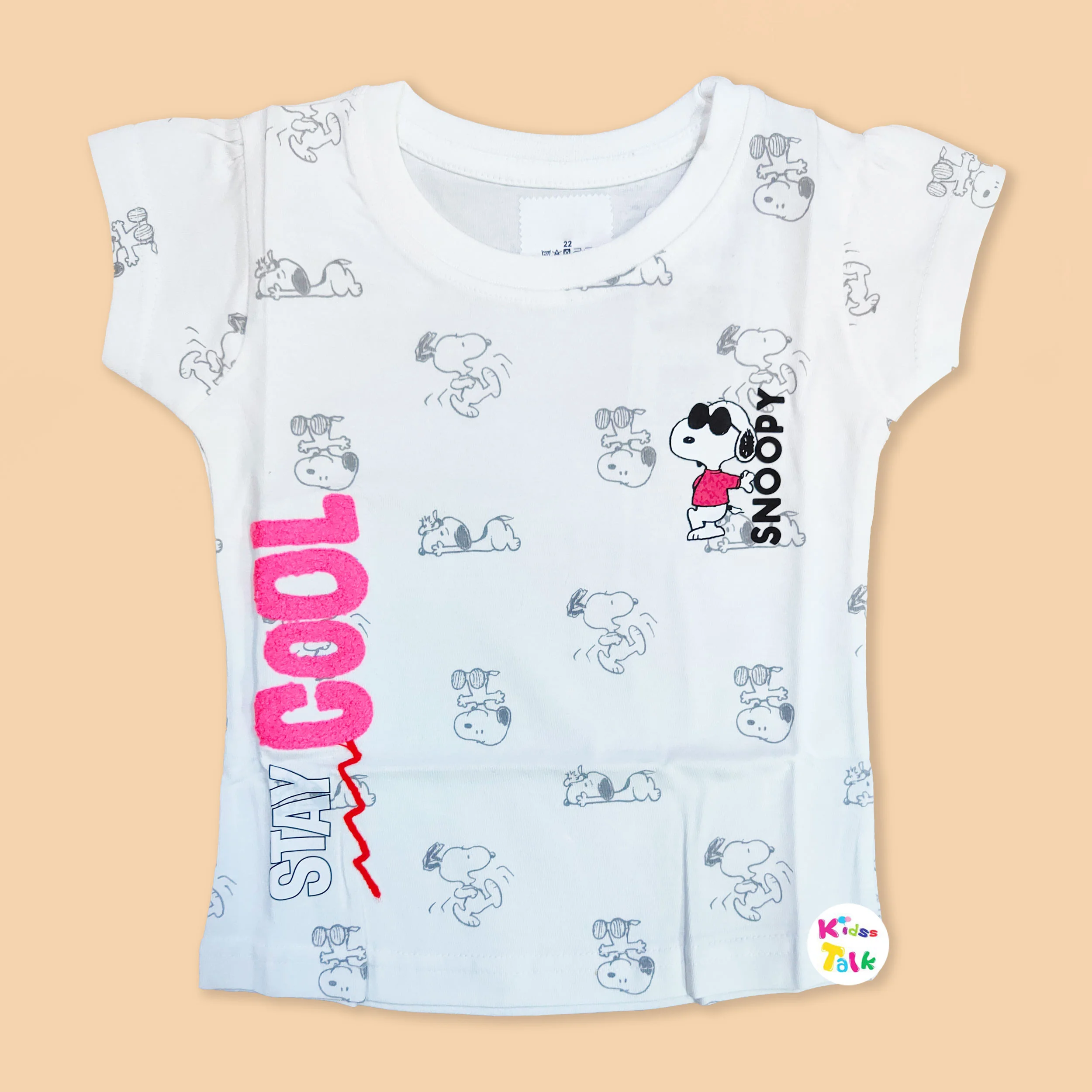 Cotton Knitted Half Sleeve T-shirt With Cute Printed- Hot Pink
