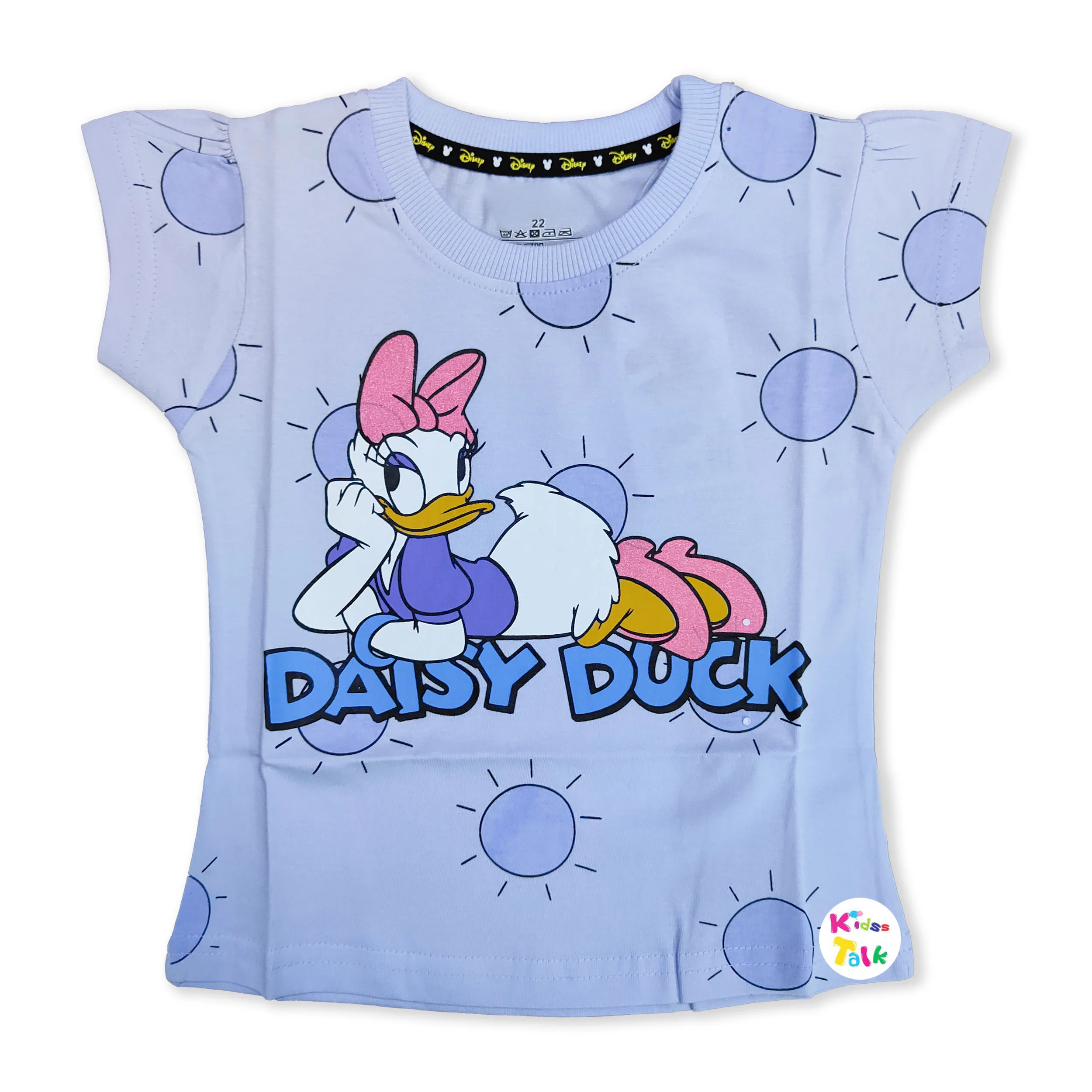 Cotton Knitted Half Sleeve T-shirt With Cute Printed- Lavender