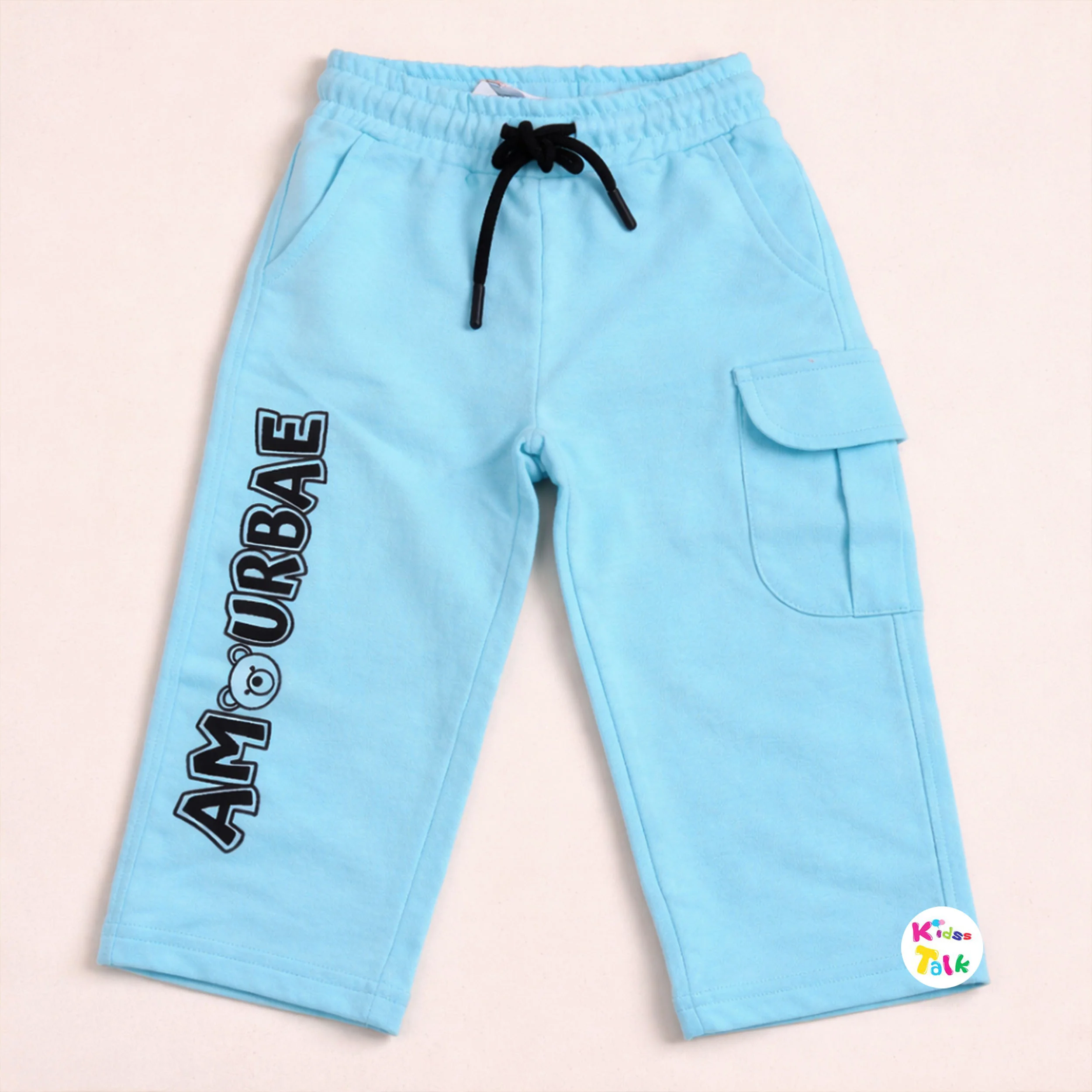 Cotton Knitted Regular Fit Track Pant - Ice Blue