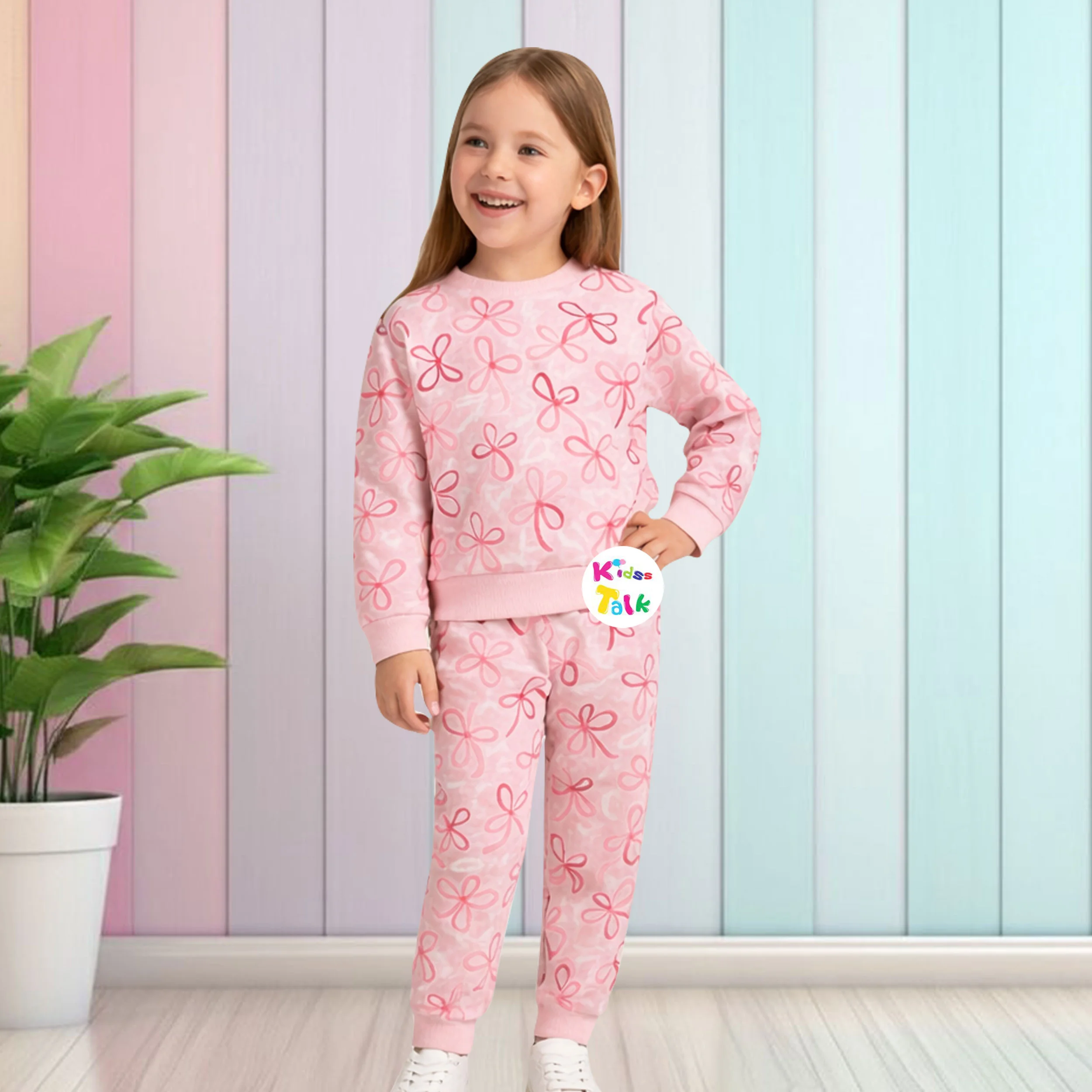 Cotton Full Sleeve T-shirt Set - Baby Pink