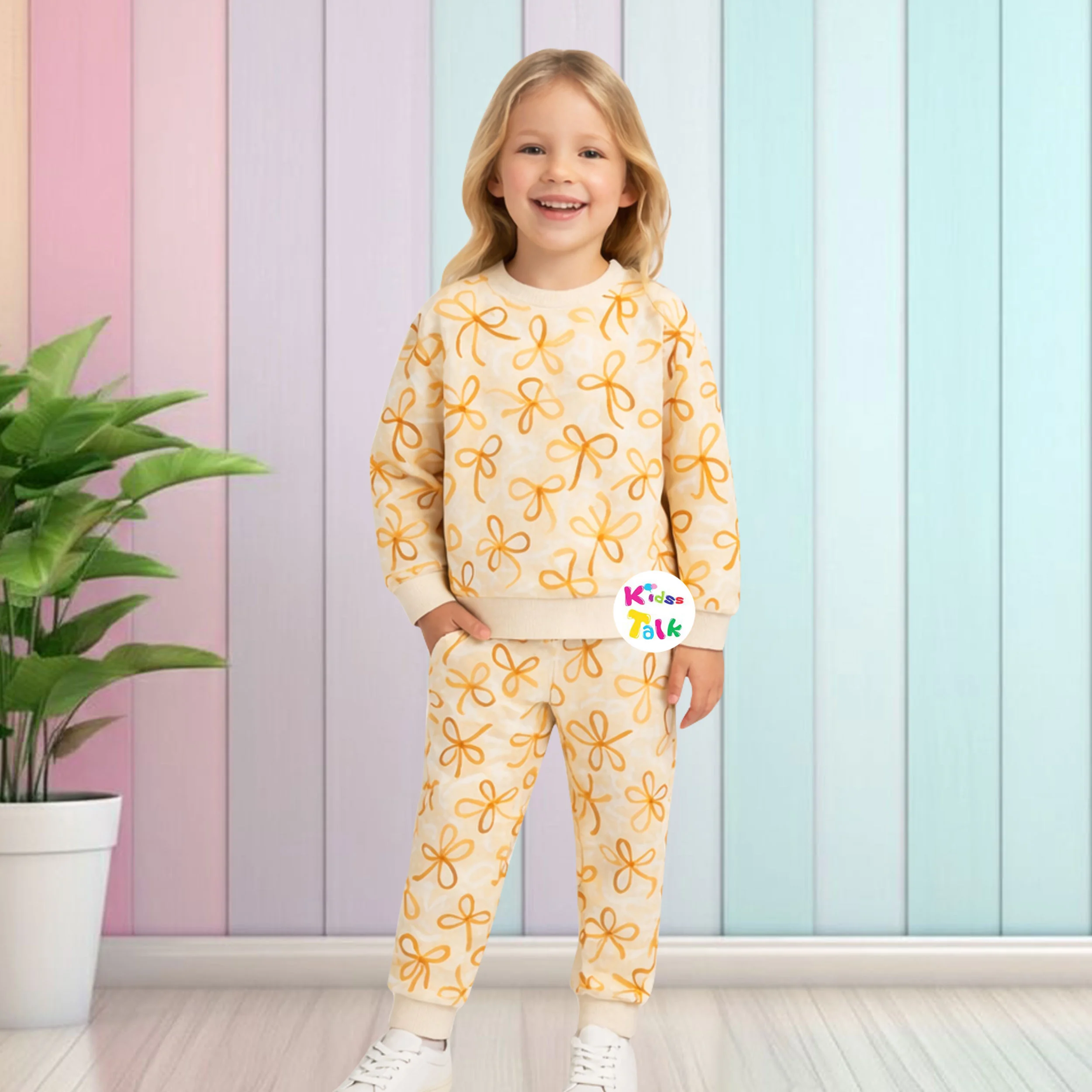 Cotton Full Sleeve T-shirt Set - Mustard