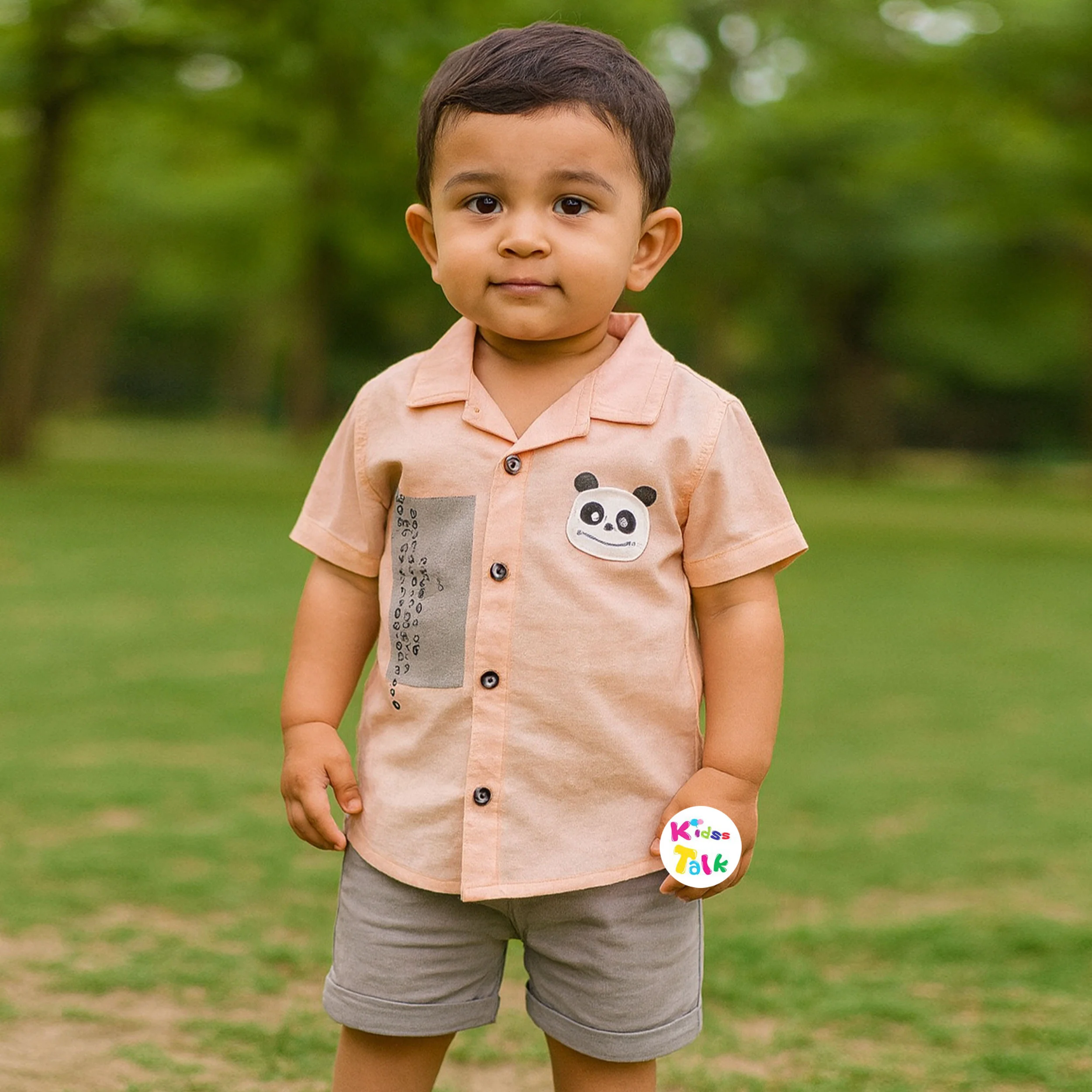 Cotton Half Sleeve Half Pant Set - Peach