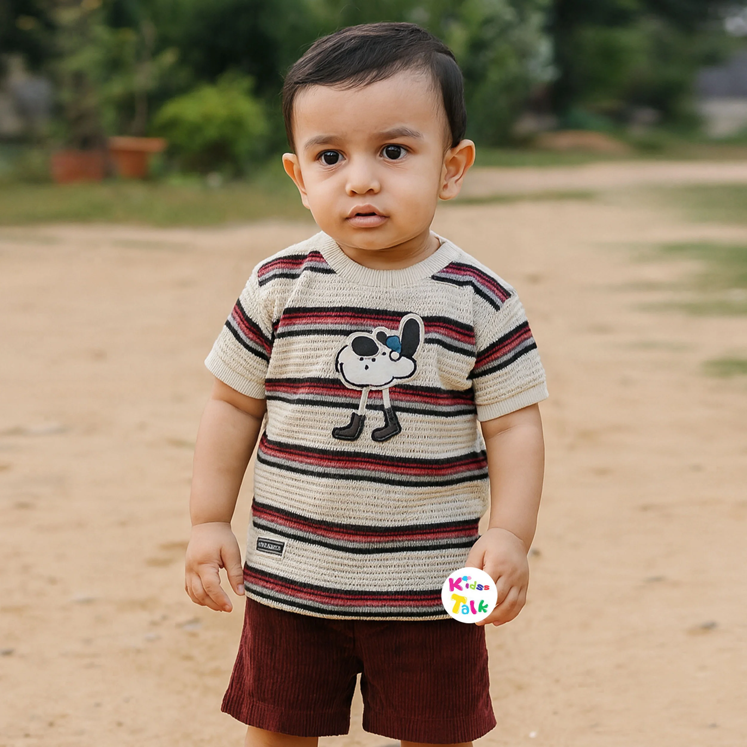 Cotton Knitted Half Sleeve T-shirt & Half Pant - Maroon