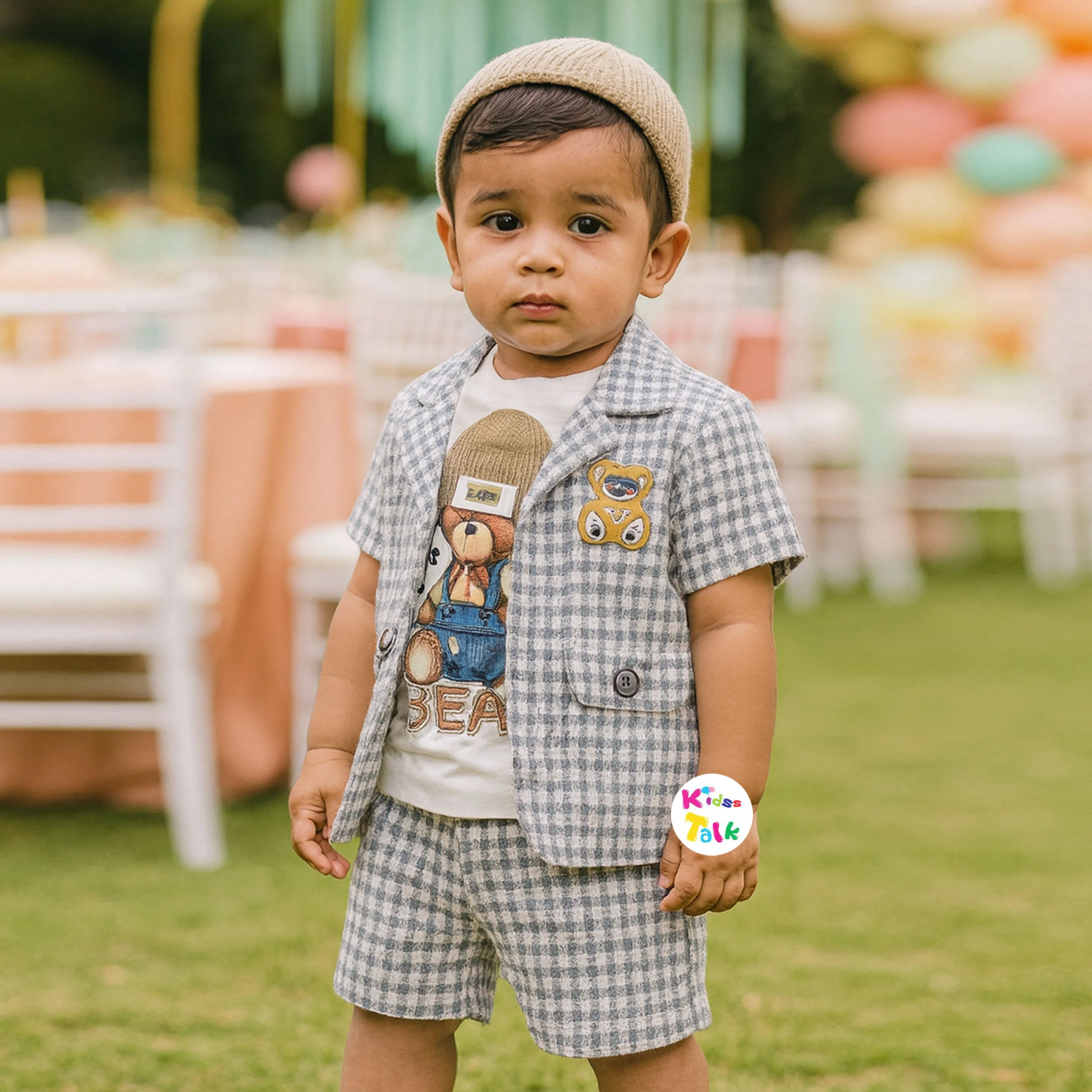 Soft Cotton Half Sleeve T-shirt With Jacket & Half Pant - Grey