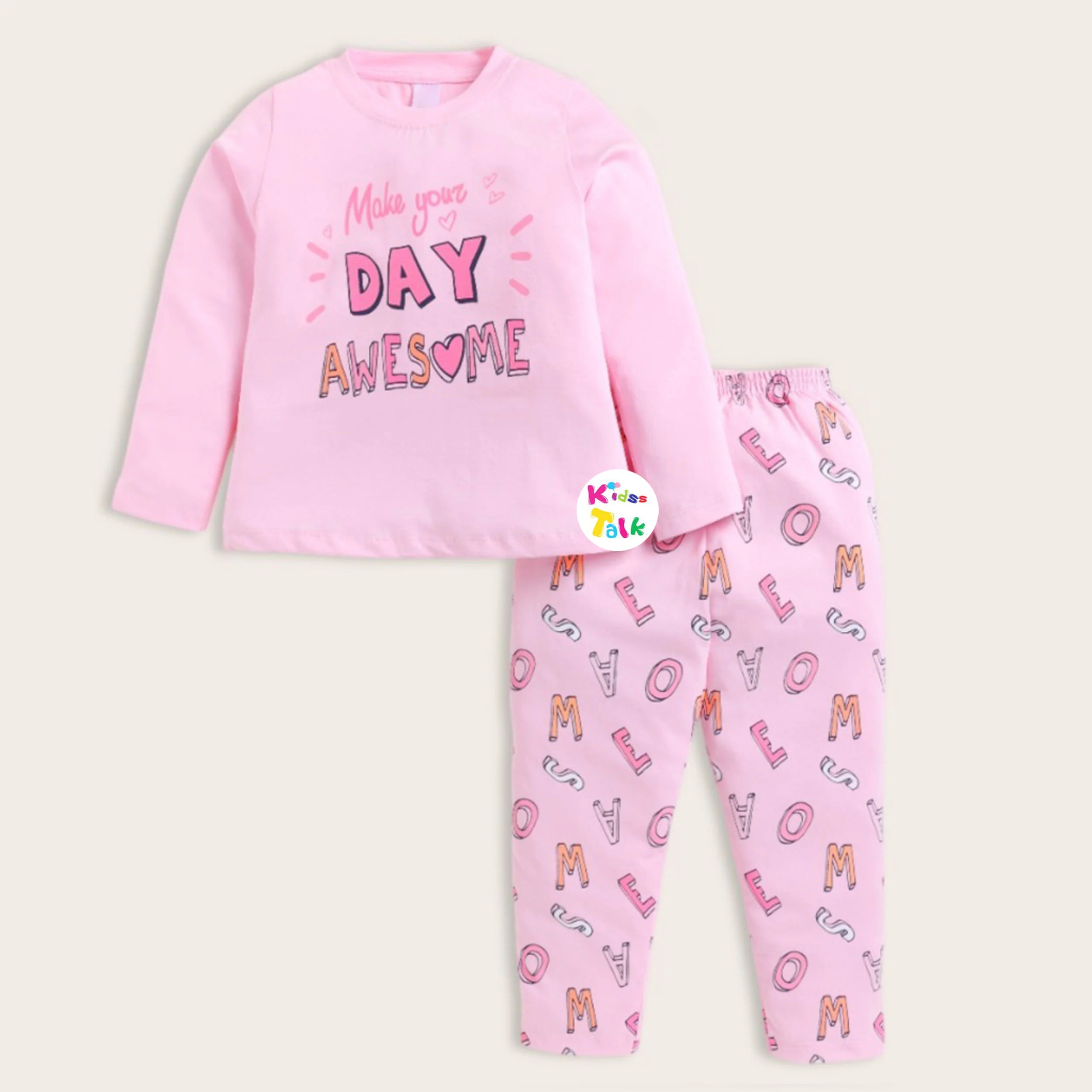 Cotton Half Sleeve T-shirt Set - Baby Pink