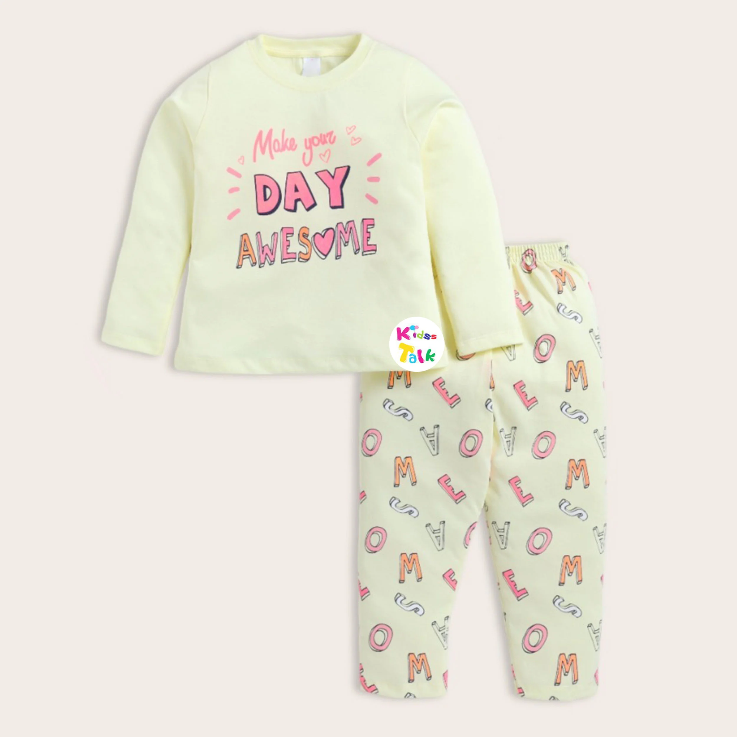 Cotton Half Sleeve T-shirt Set - Lemon Yellow