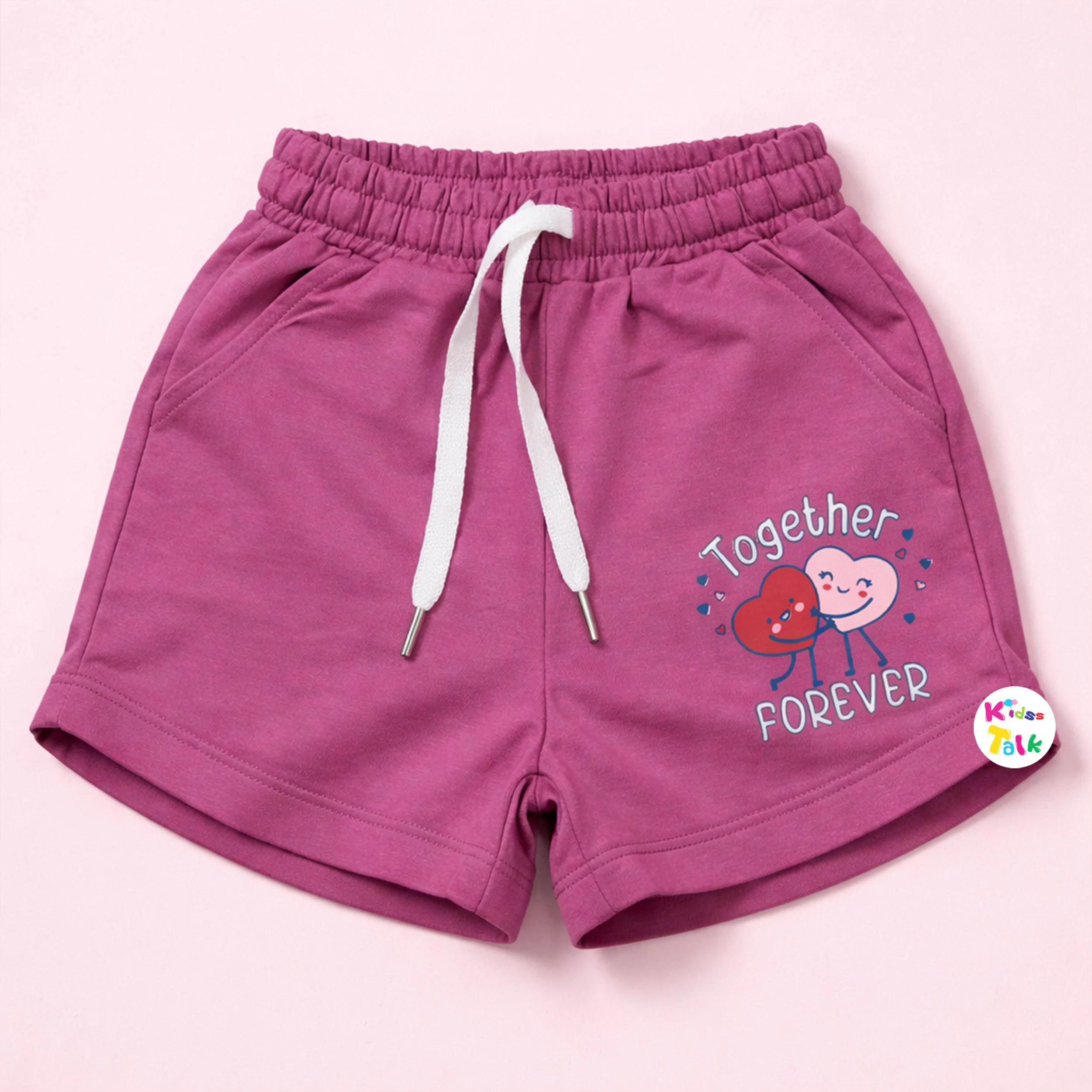 Cotton Knitted Printed Shorts - Pink