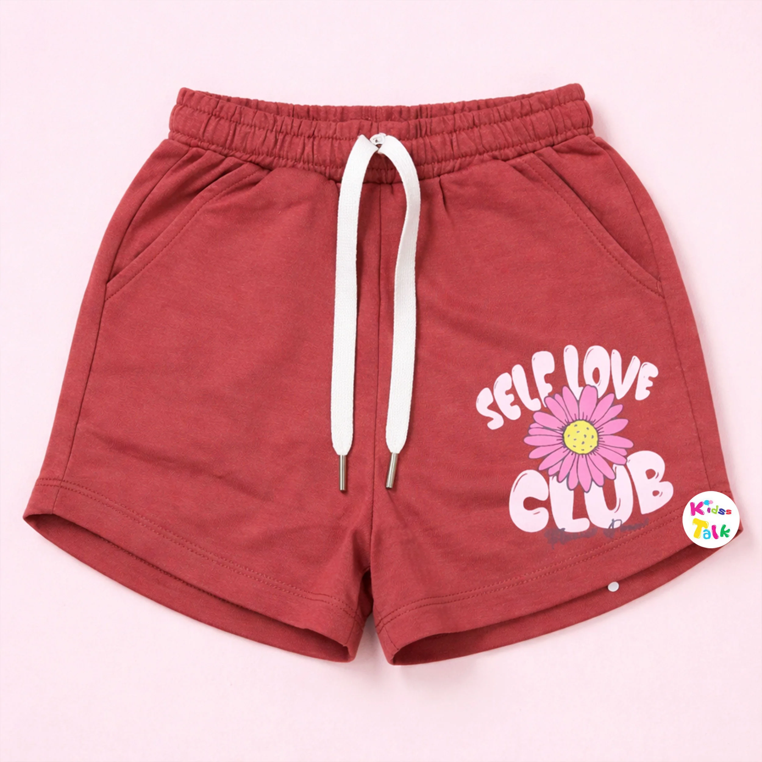 Cotton Knitted Printed Shorts - Red