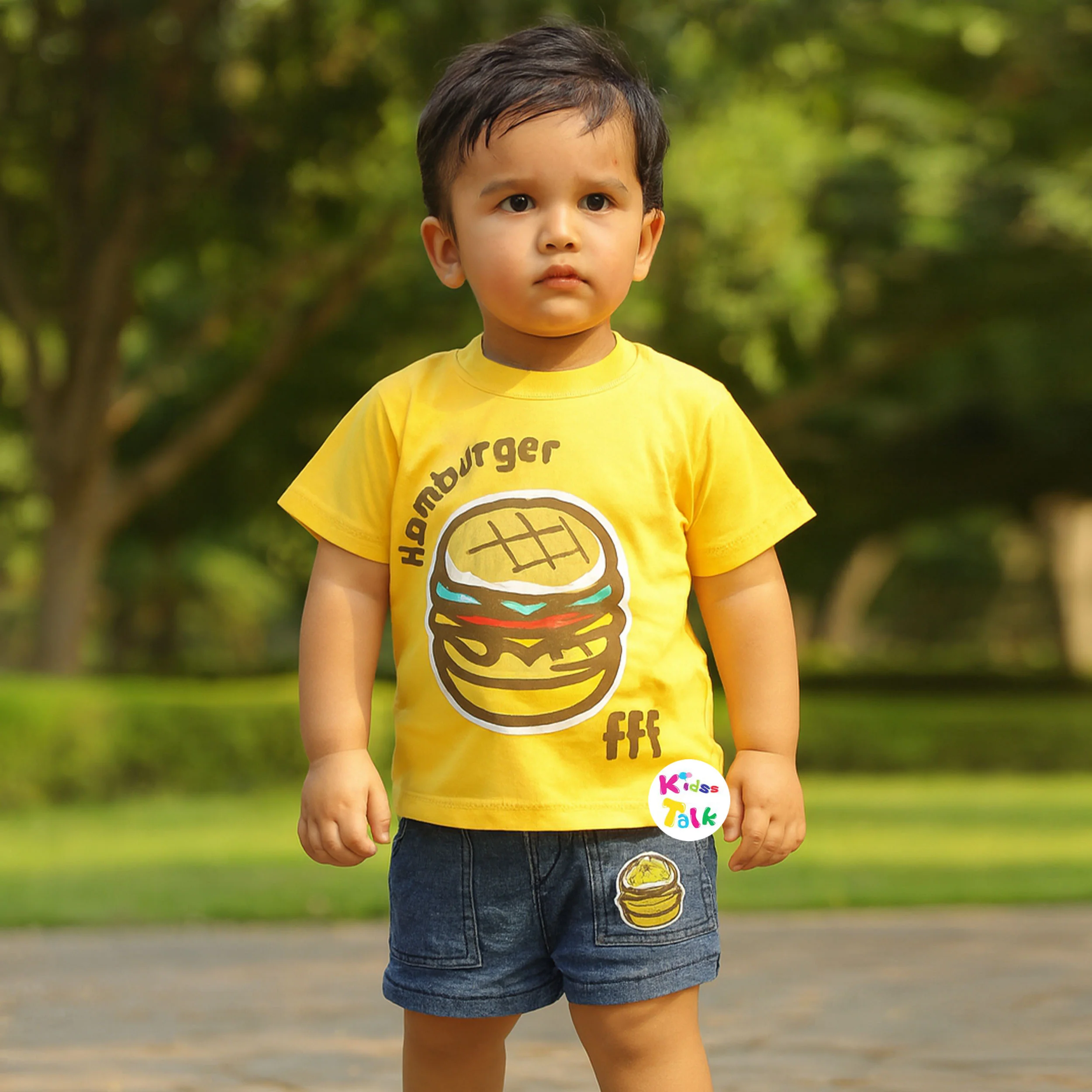 Cotton Knitted Half Sleeve T-shirt & Half Pant - Orange