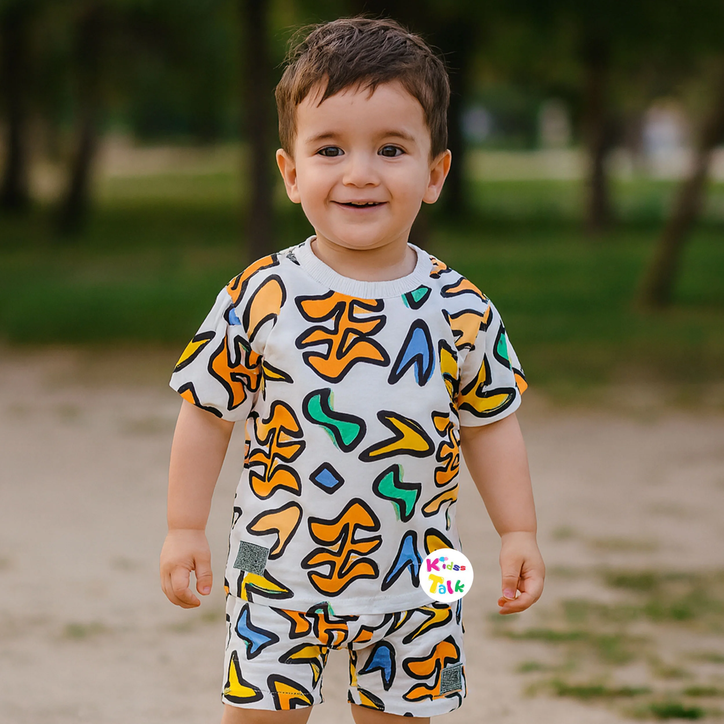 Cotton Knitted Half Sleevel T-shirt & Half Pant - Multicolour