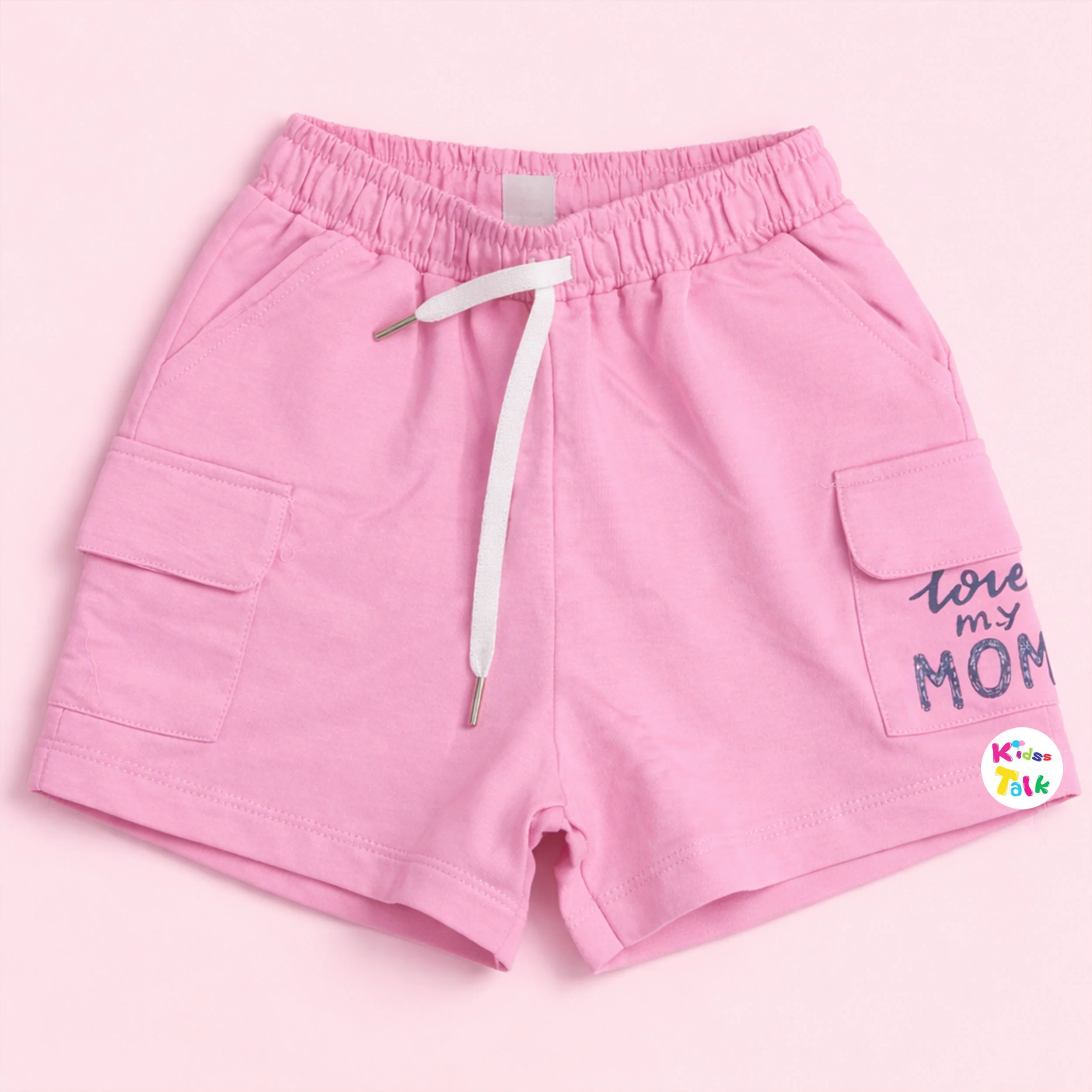 Cotton Regular Fit Half Pant With Cute Print - Baby Pink