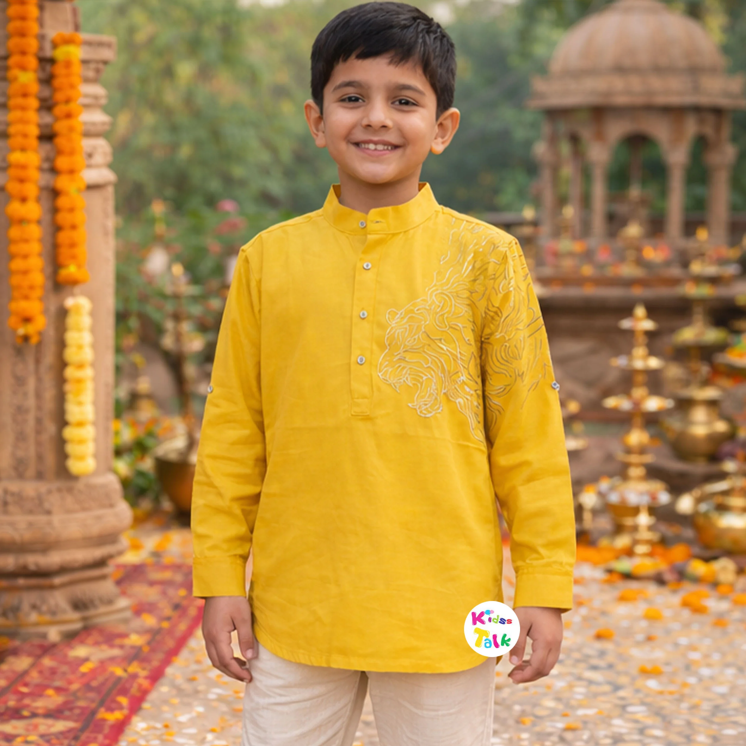 Cotton Full Sleeve Party Shirt With One Side Printed