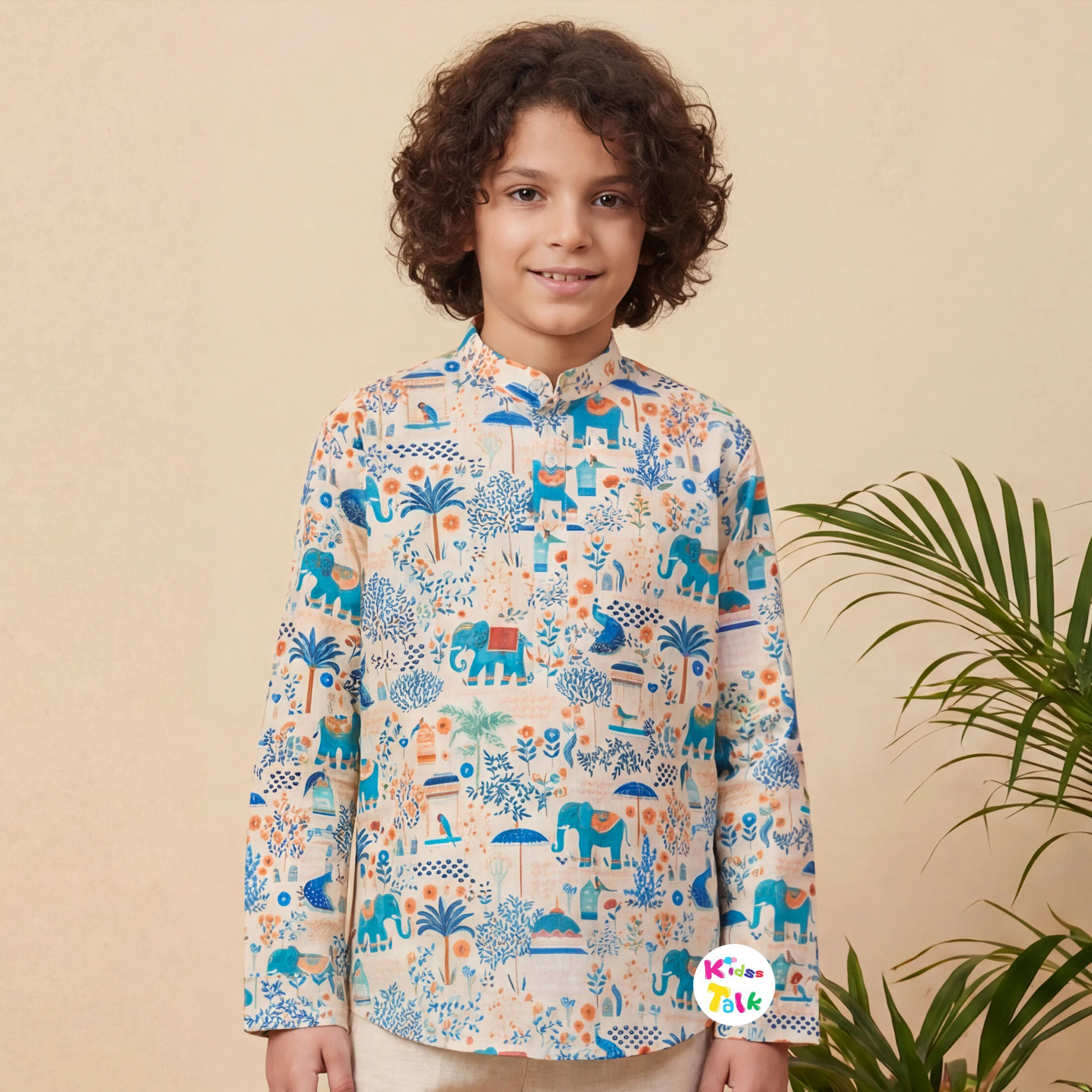 Cotton Full Sleeve Printed Shirt - Cream