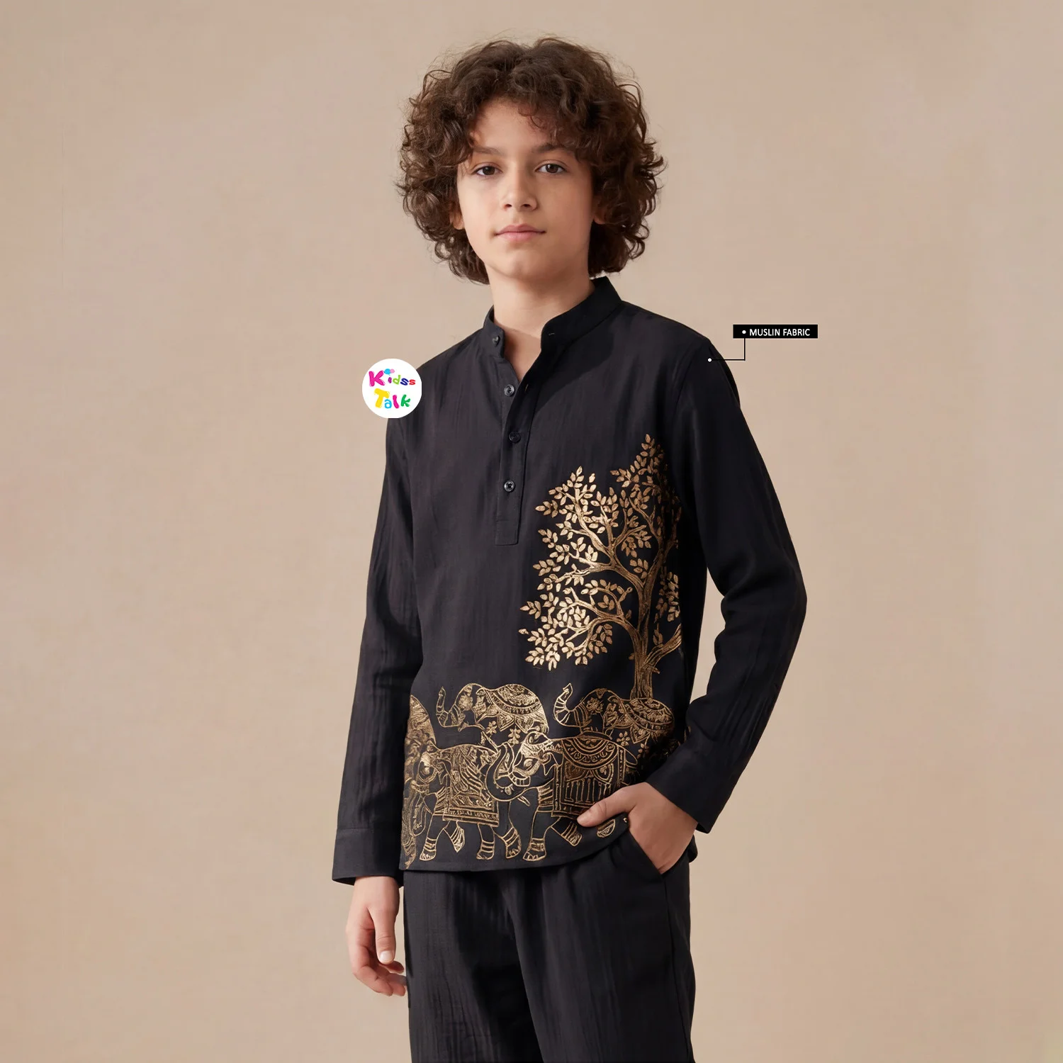 Muslin Full Sleeve Shirt - Black