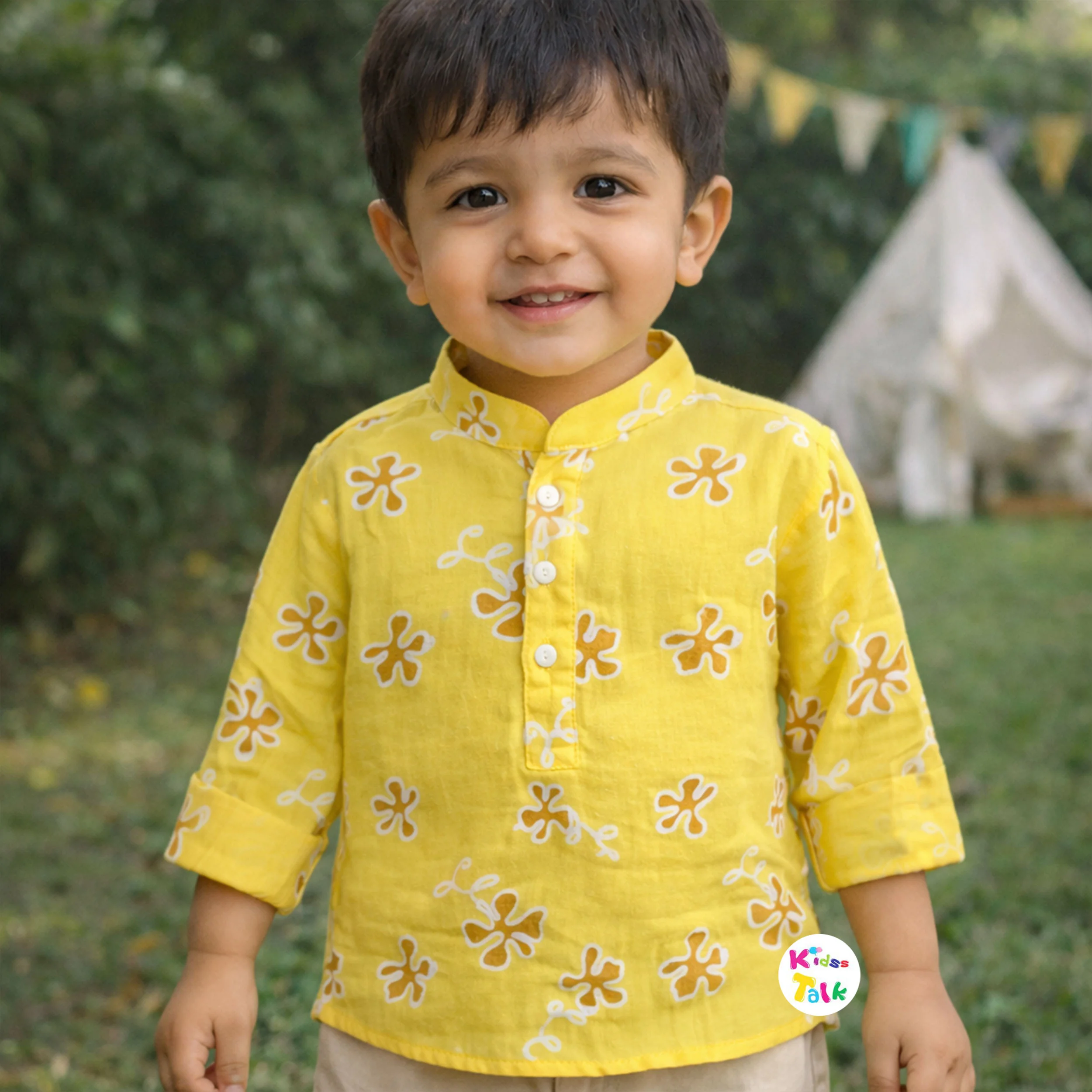 Muslin Full Sleeve Printed Shirt - Lemon Yellow