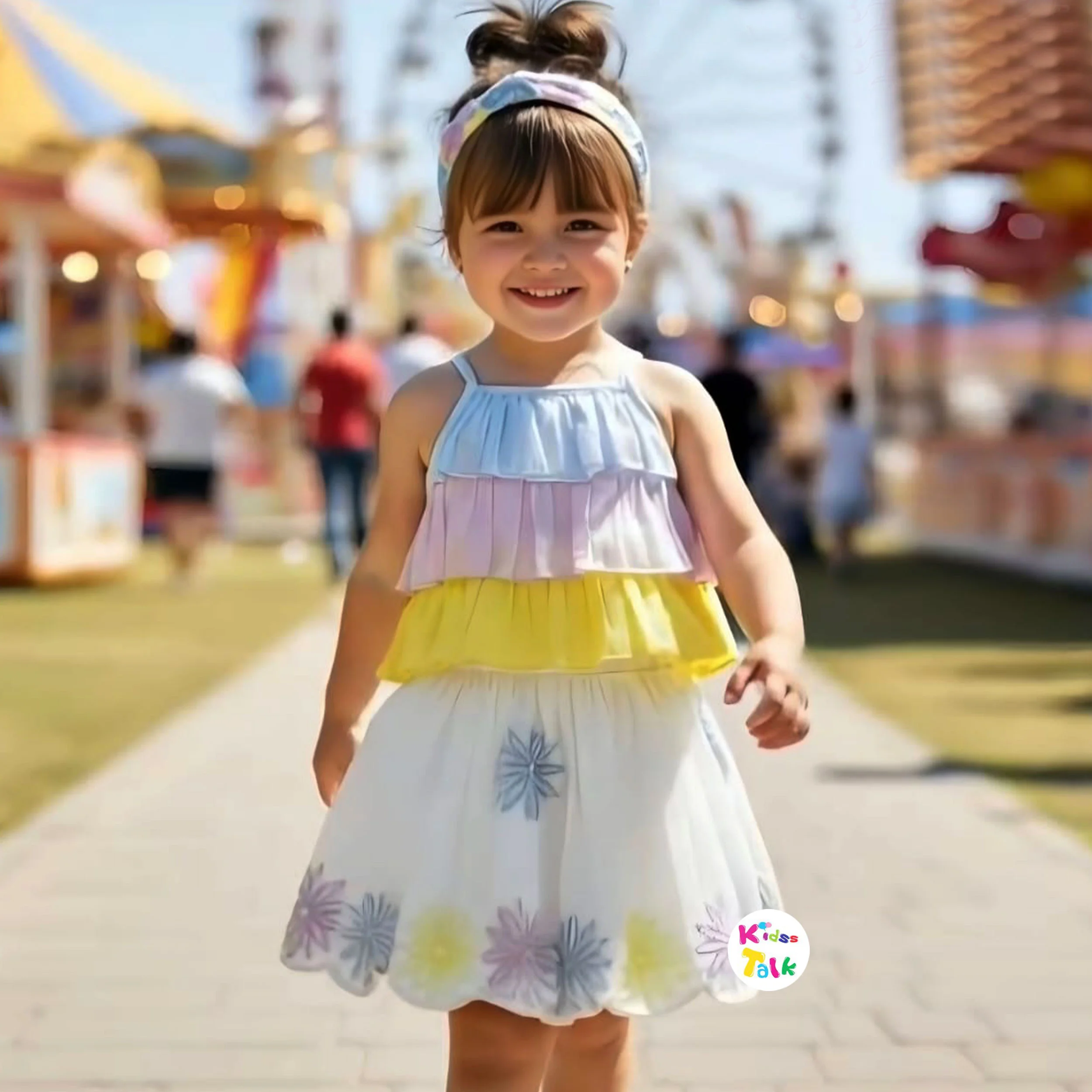 Cotton Sleeveless Top With Embroidered & Skirt - Multicolour