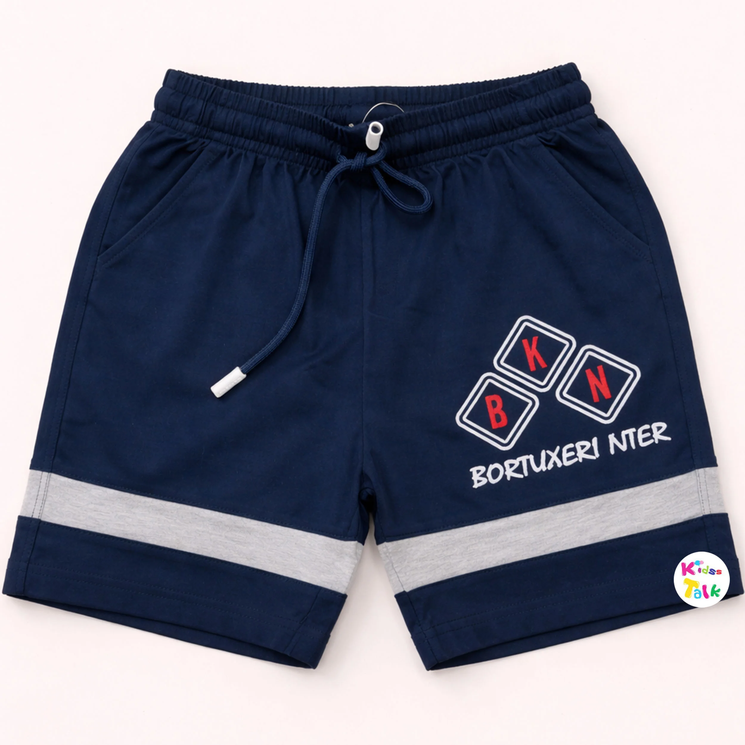 Cotton Knitted Regular Fit Half Pant - Navy Blue