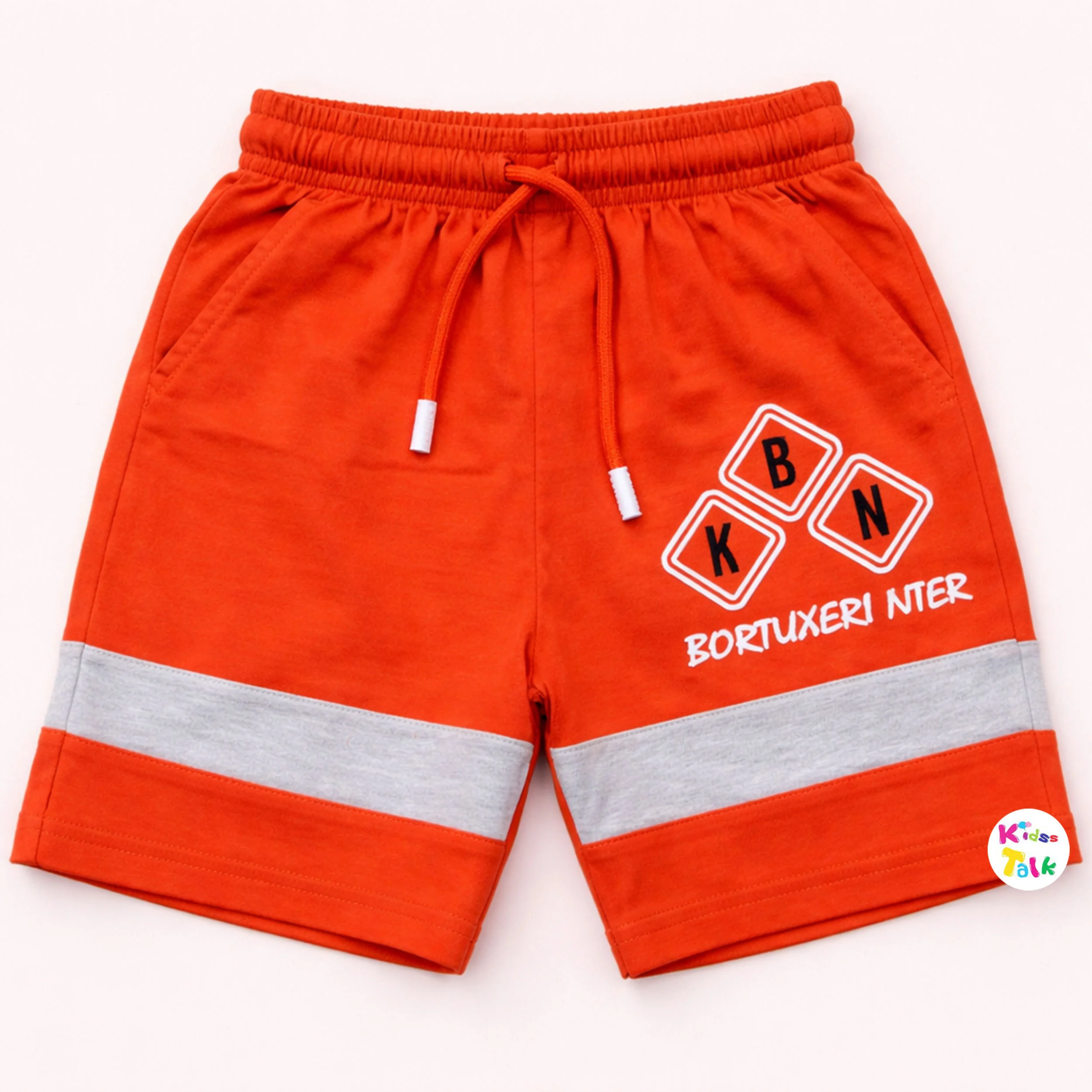 Cotton Knitted Regular Fit Half Pant - Orange