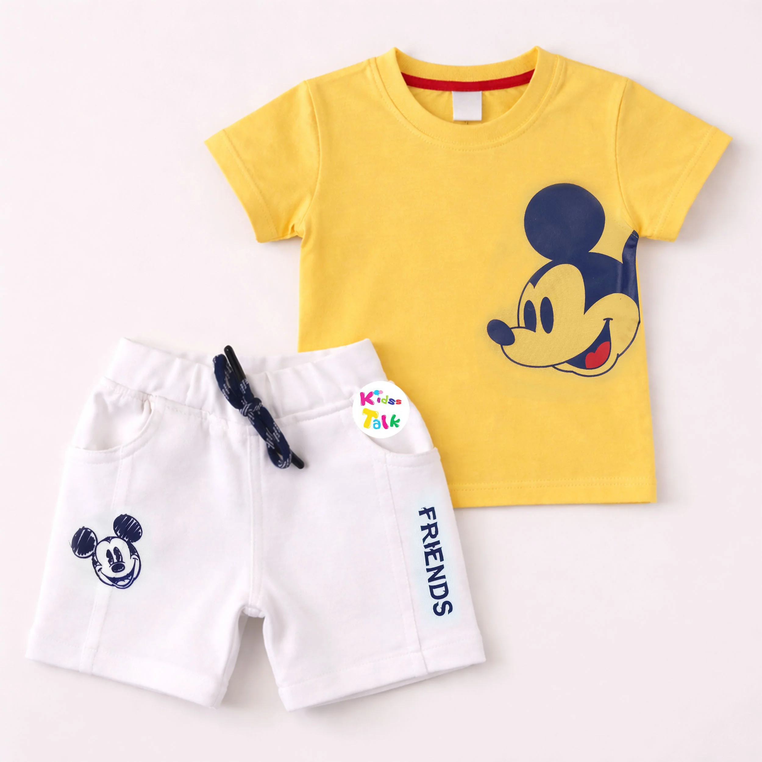 Cotton Knitted Double T-shirt With Single Shorts Combo - Mustard