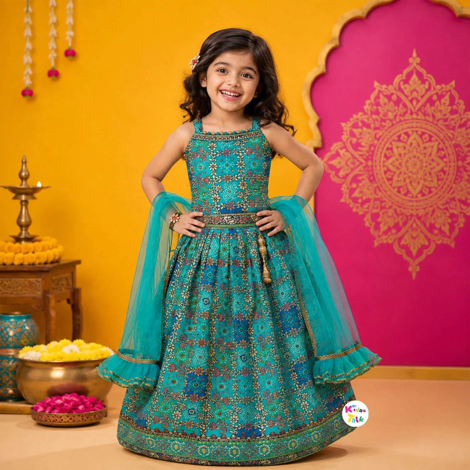 Silk Sleeveless Zardhosi Choli With Lehenga & Dupatta - Blue