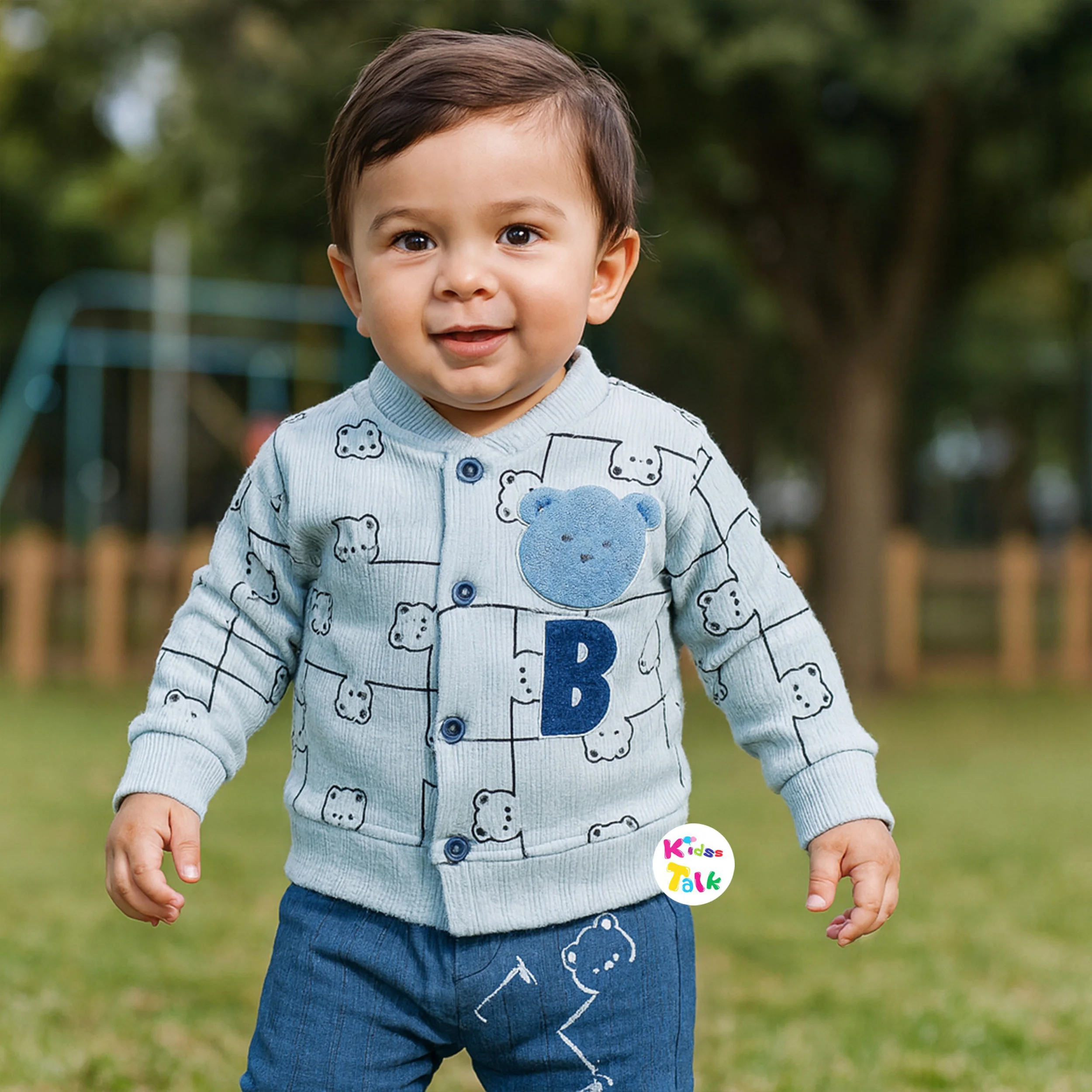 Cotton Full Sleeve T-shirt & Full Pant - Ice Blue