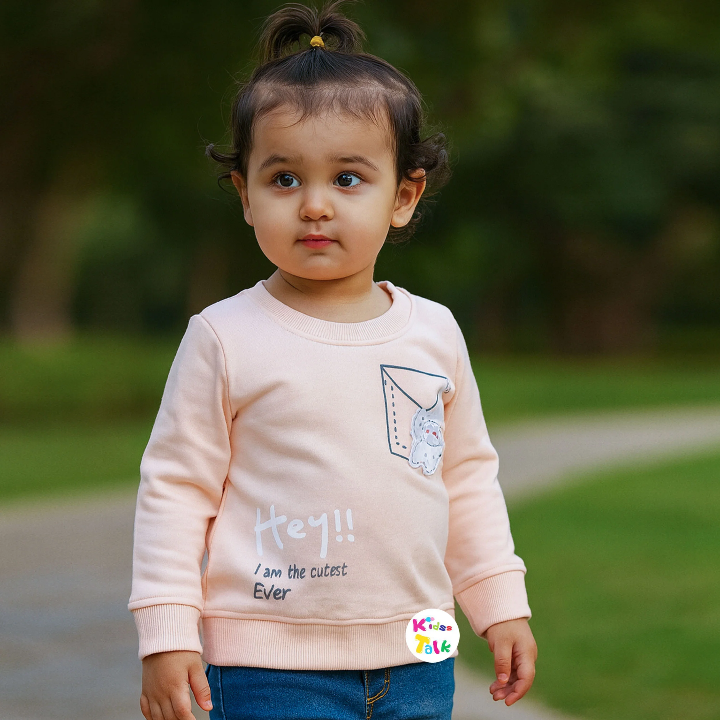 Cotton Knitted Full Sleeve T-shirt - Peach