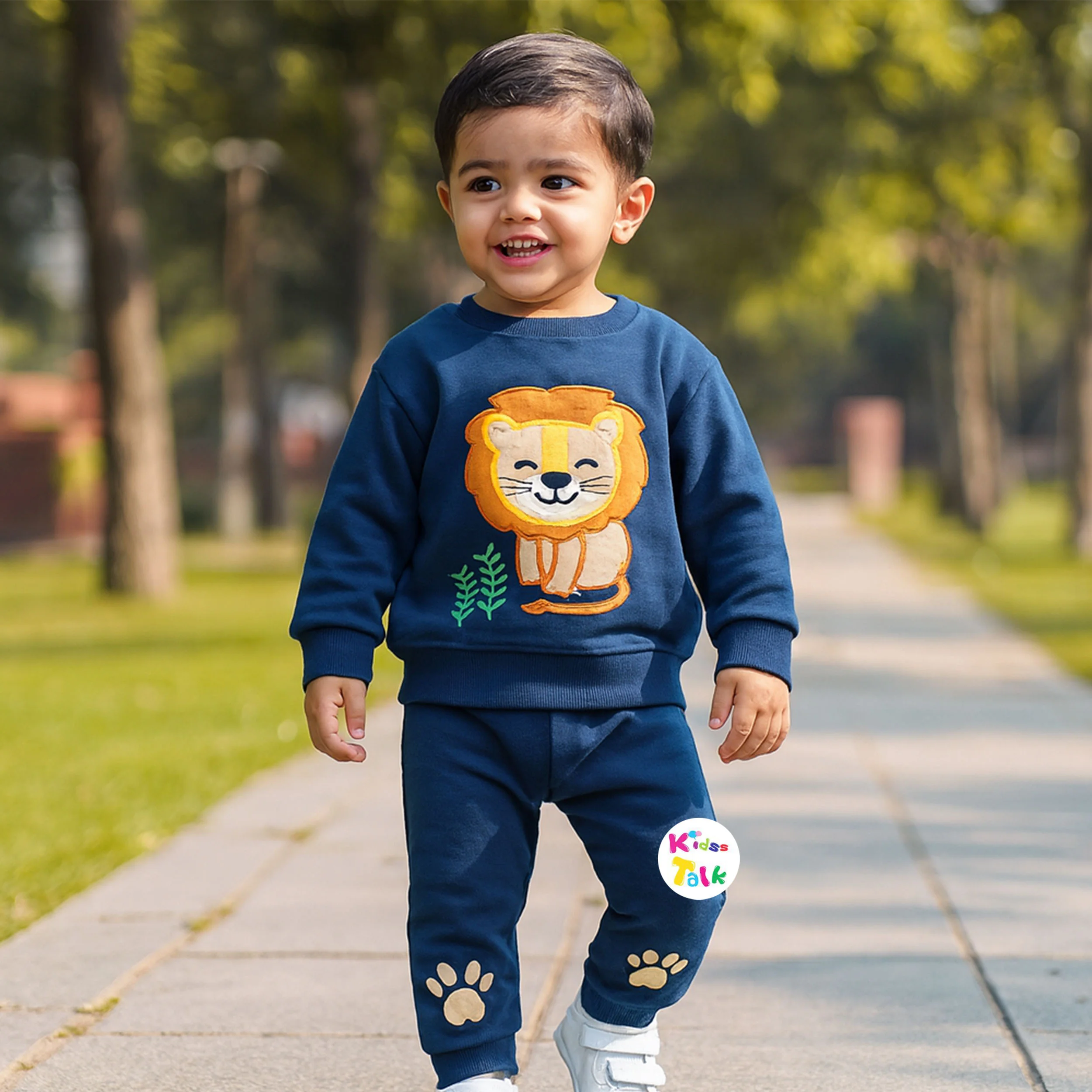 Cotton Full Sleeve T-shirt Set - Navy Blue