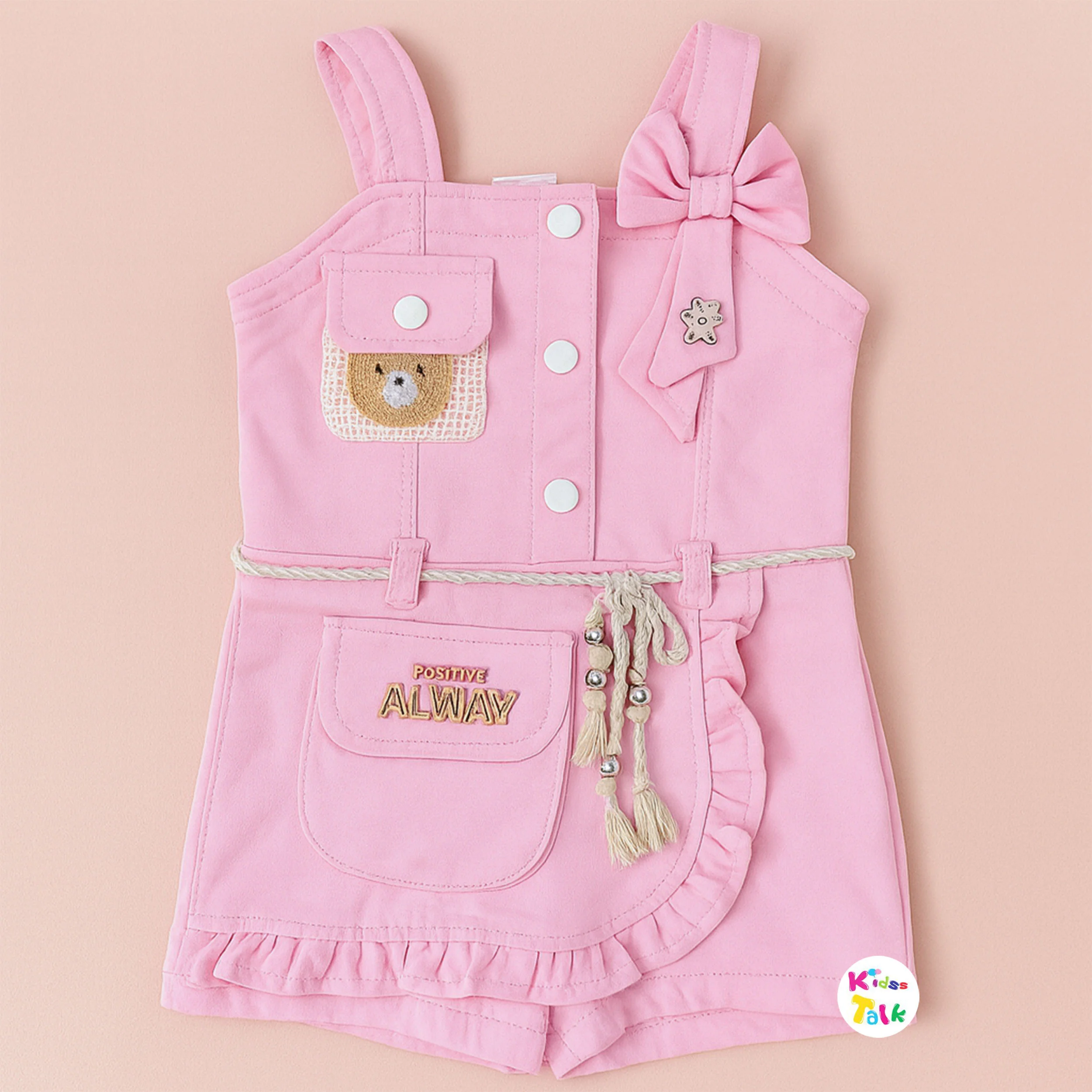 Soft Denim Sleeveless Jumpsuit - Baby Pink