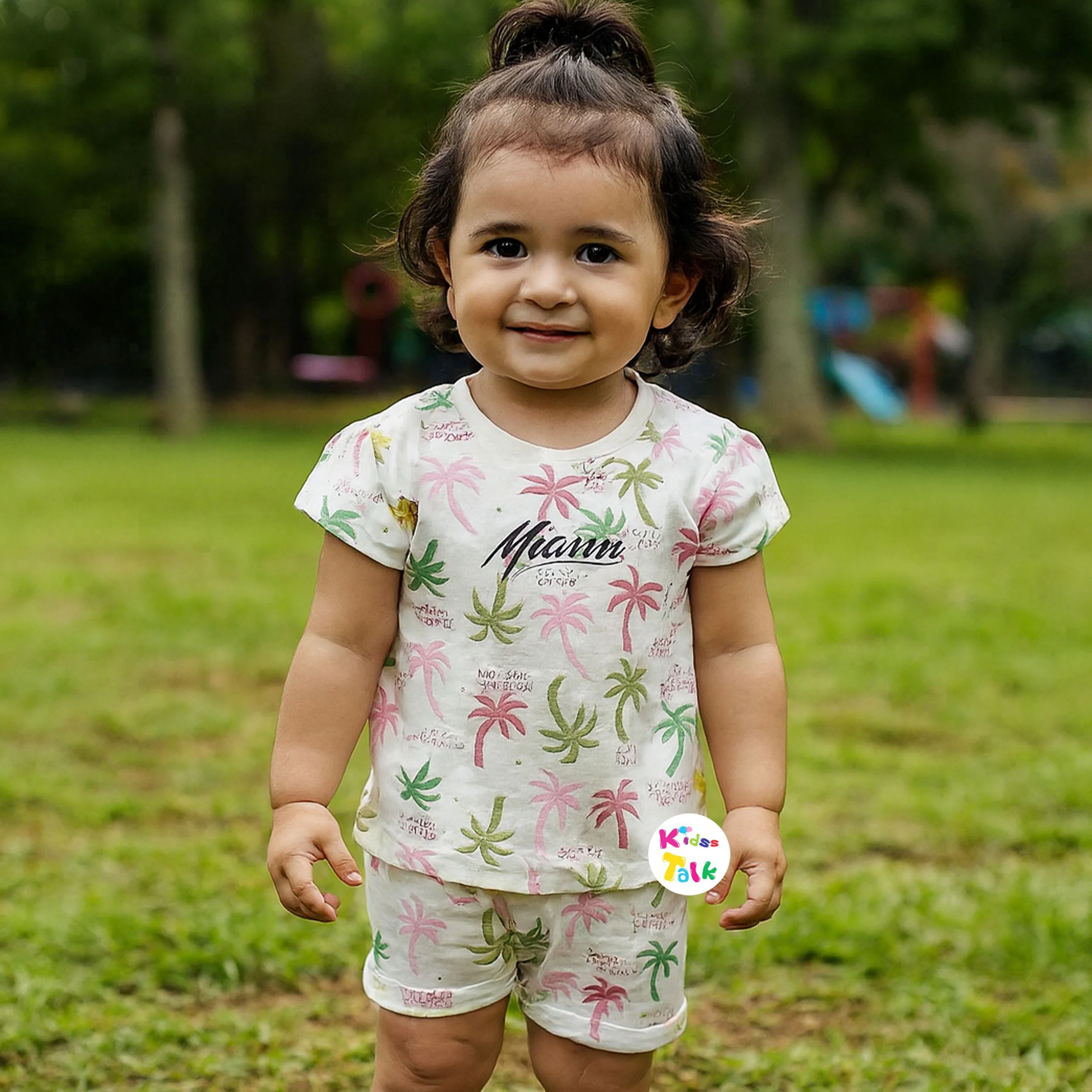 Cotton Knitted Half Sleeve T-shirt & Half Pant - Baby Pink