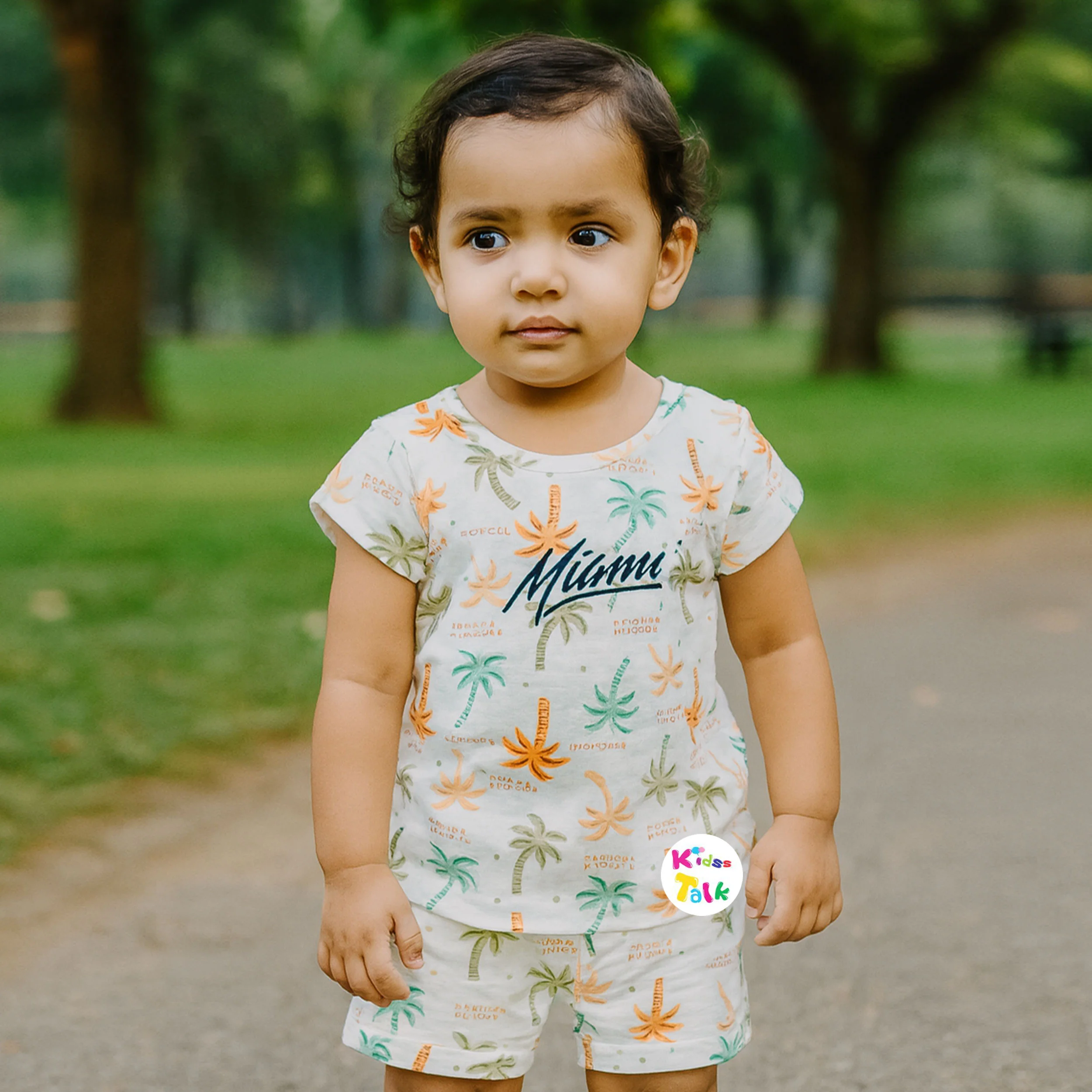 Cotton Knitted Half Sleeve T-shirt & Half Pant - Orange